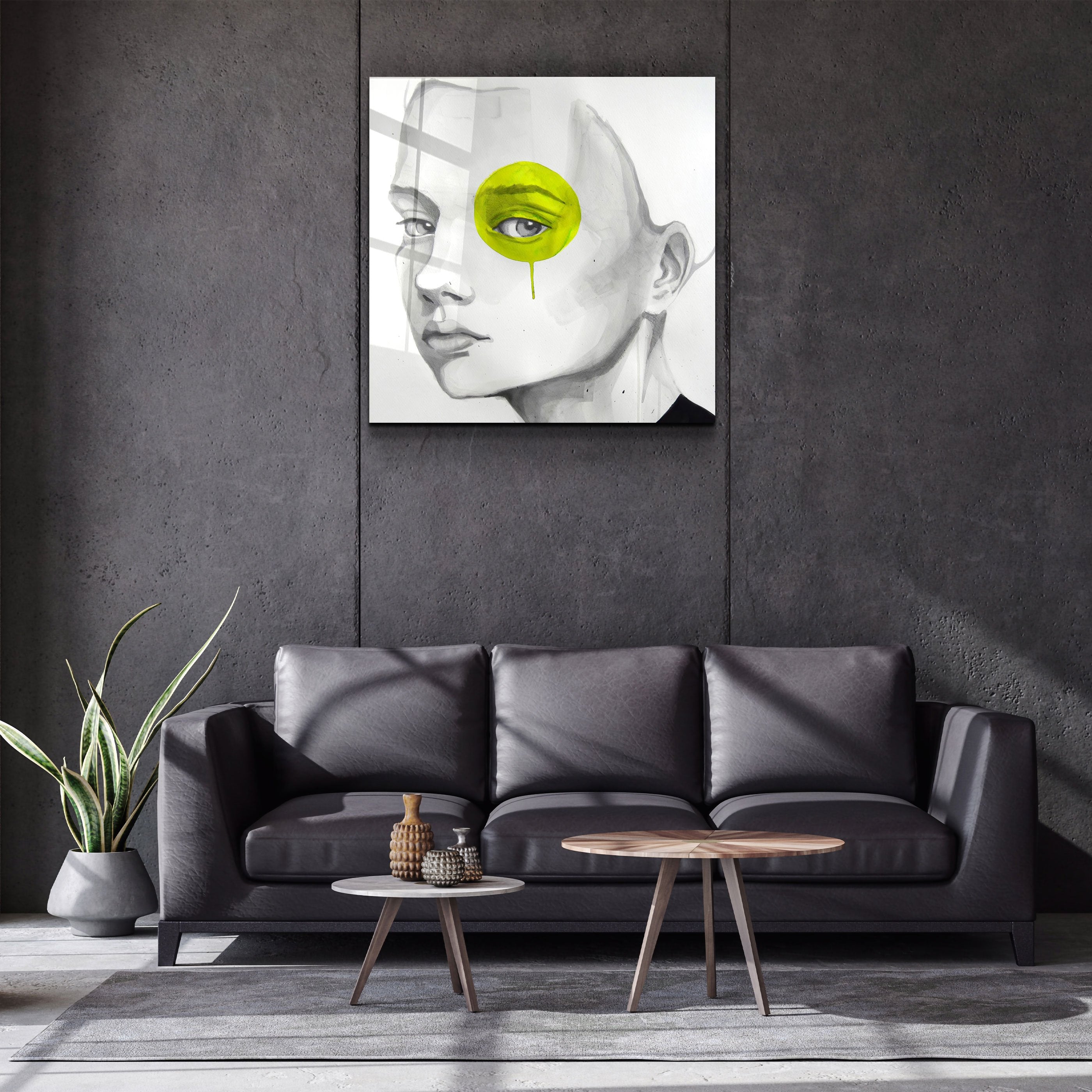 ・"Yellow Eye"・Glass Wall Art