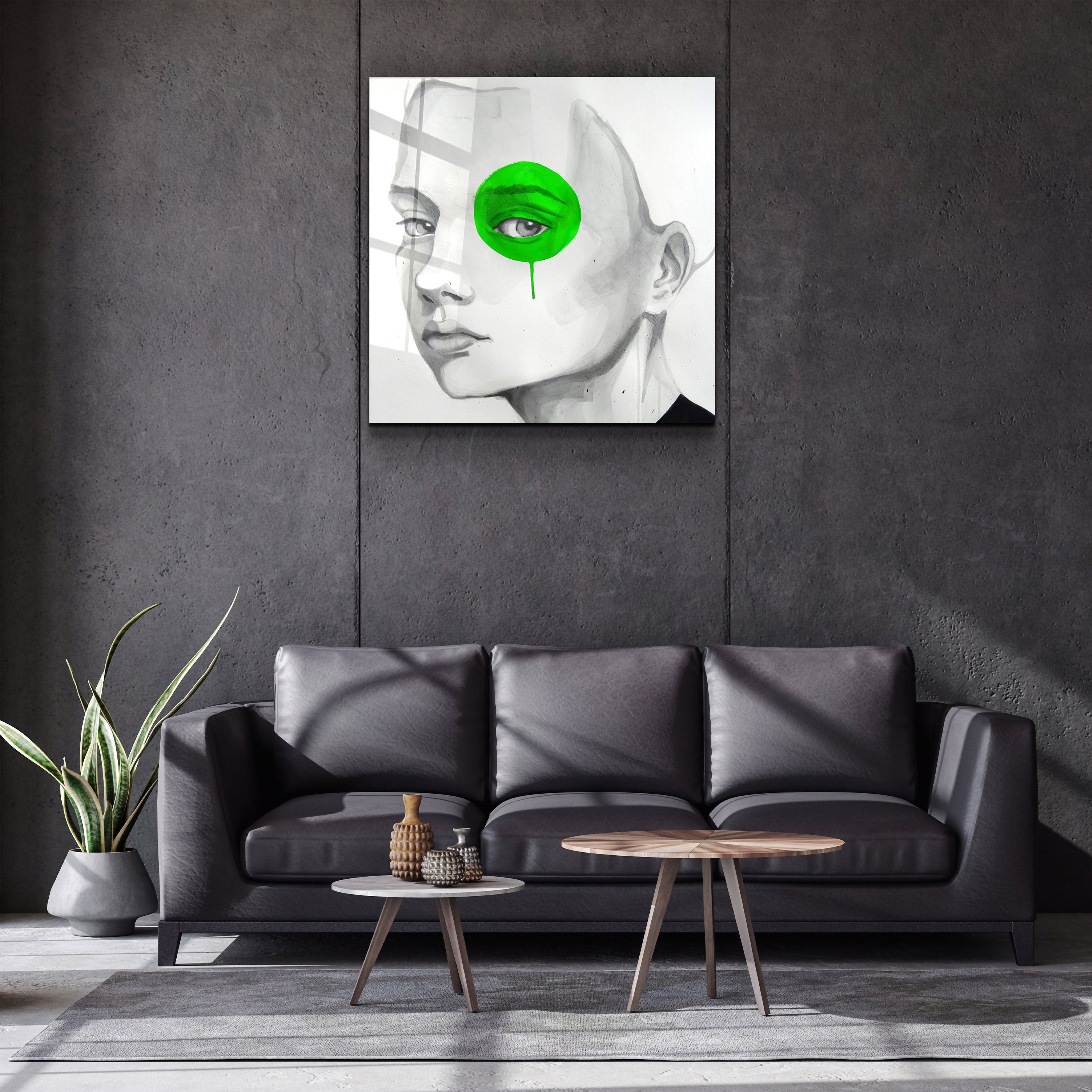 ・« Oeil vert »・Art mural en verre