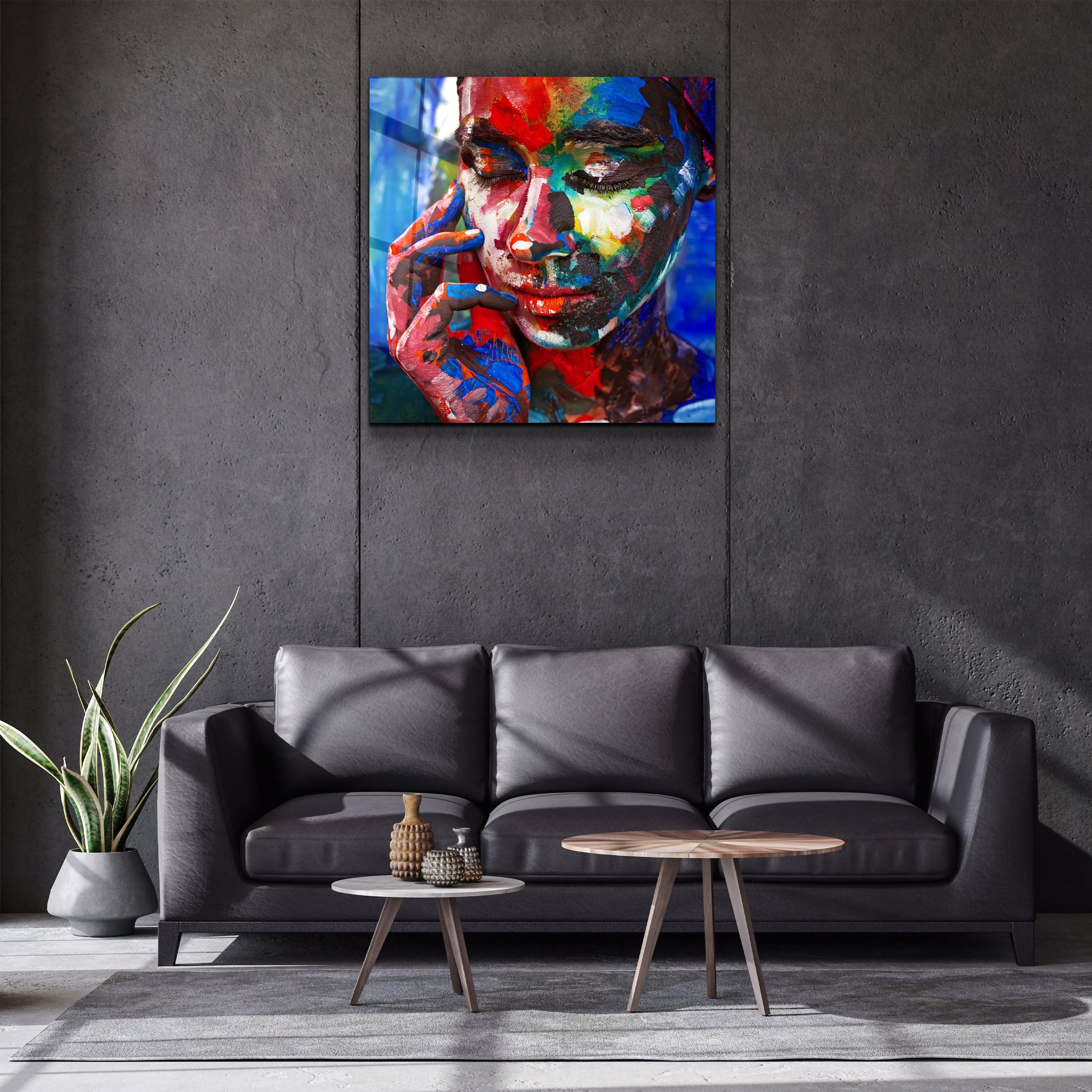 ・"Abstract Colors Woman Portrait"・Glass Wall Art