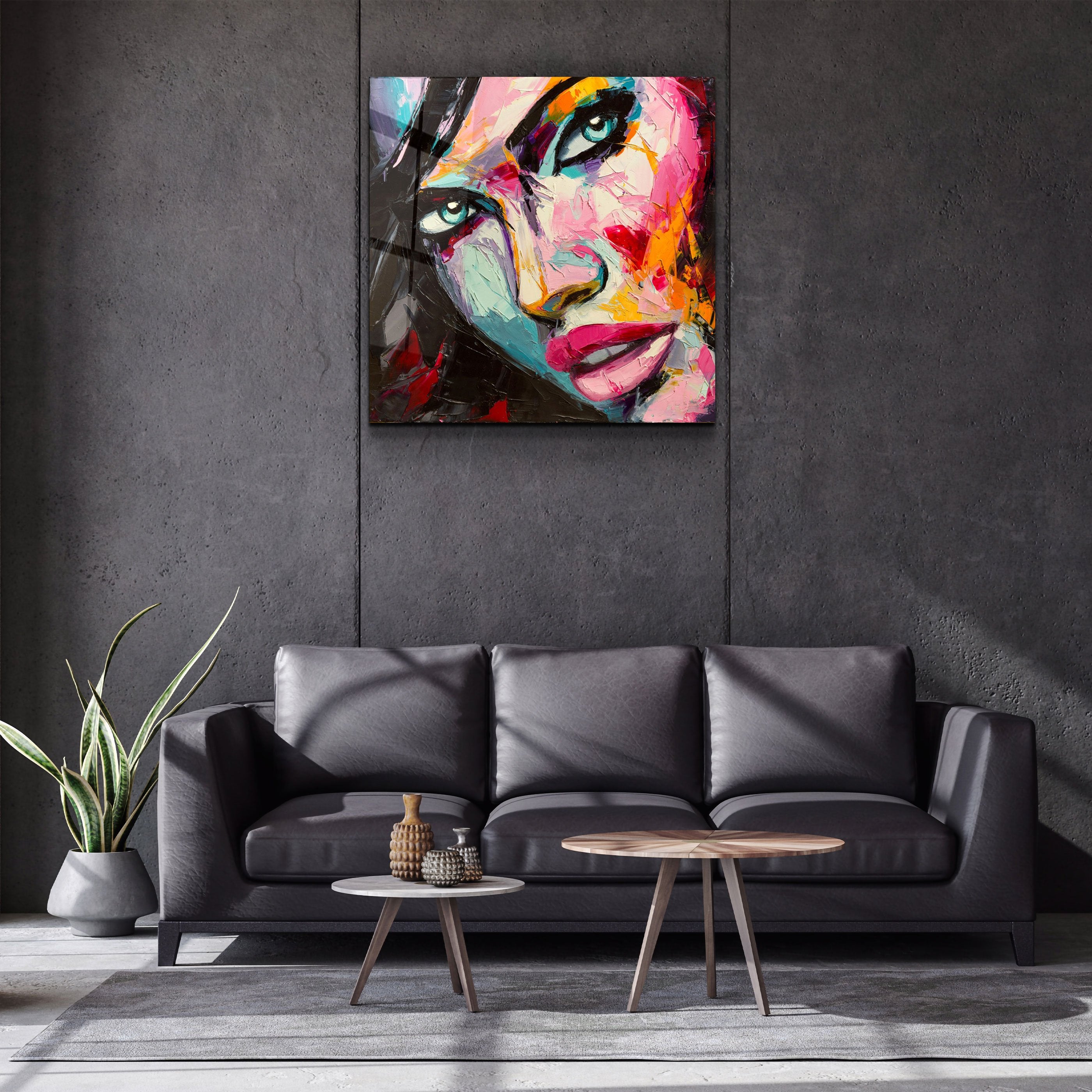 ・"Portrait de femme abstrait V2"・Art mural en verre