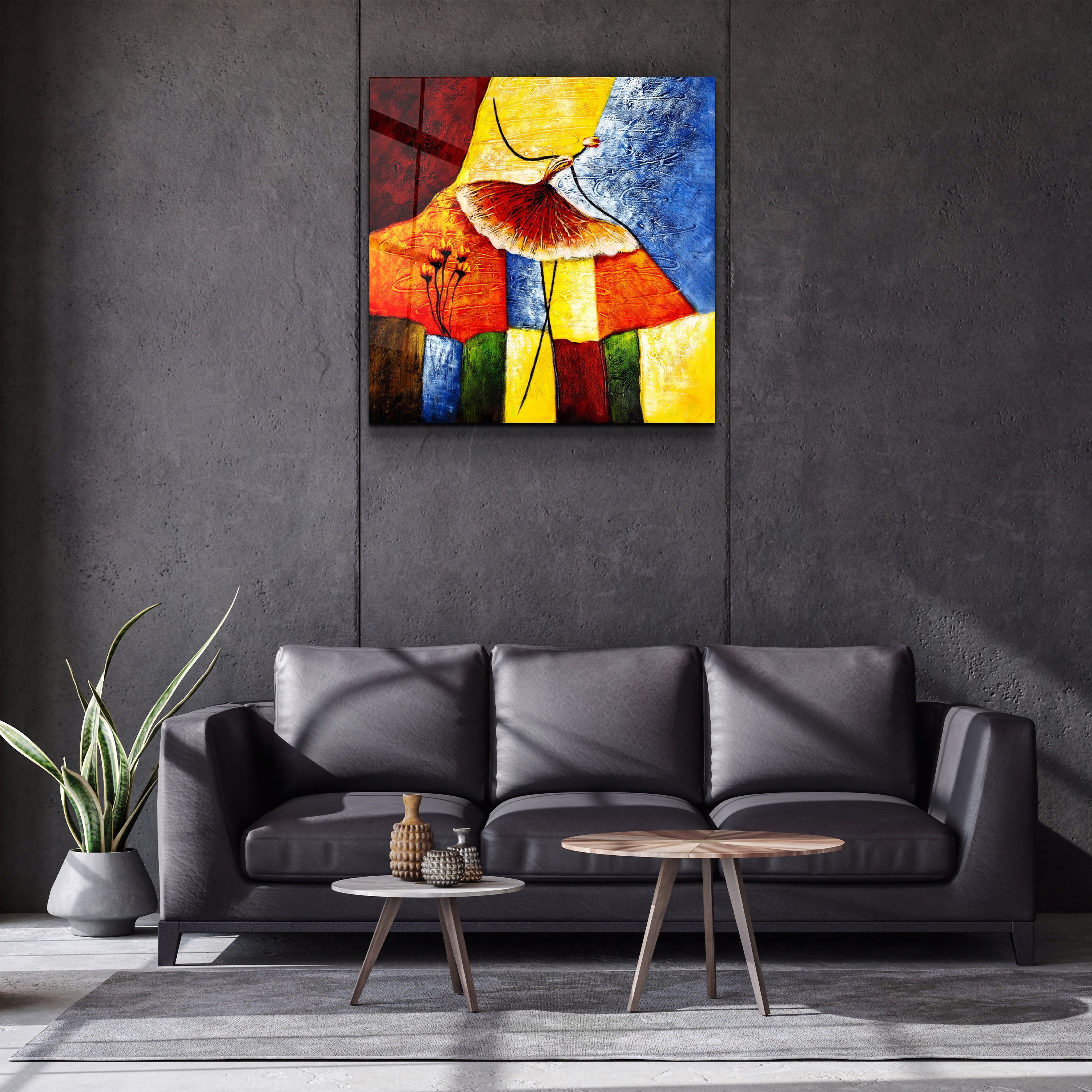 ・"Abstract Colorful Ballerina"・Glass Wall Art