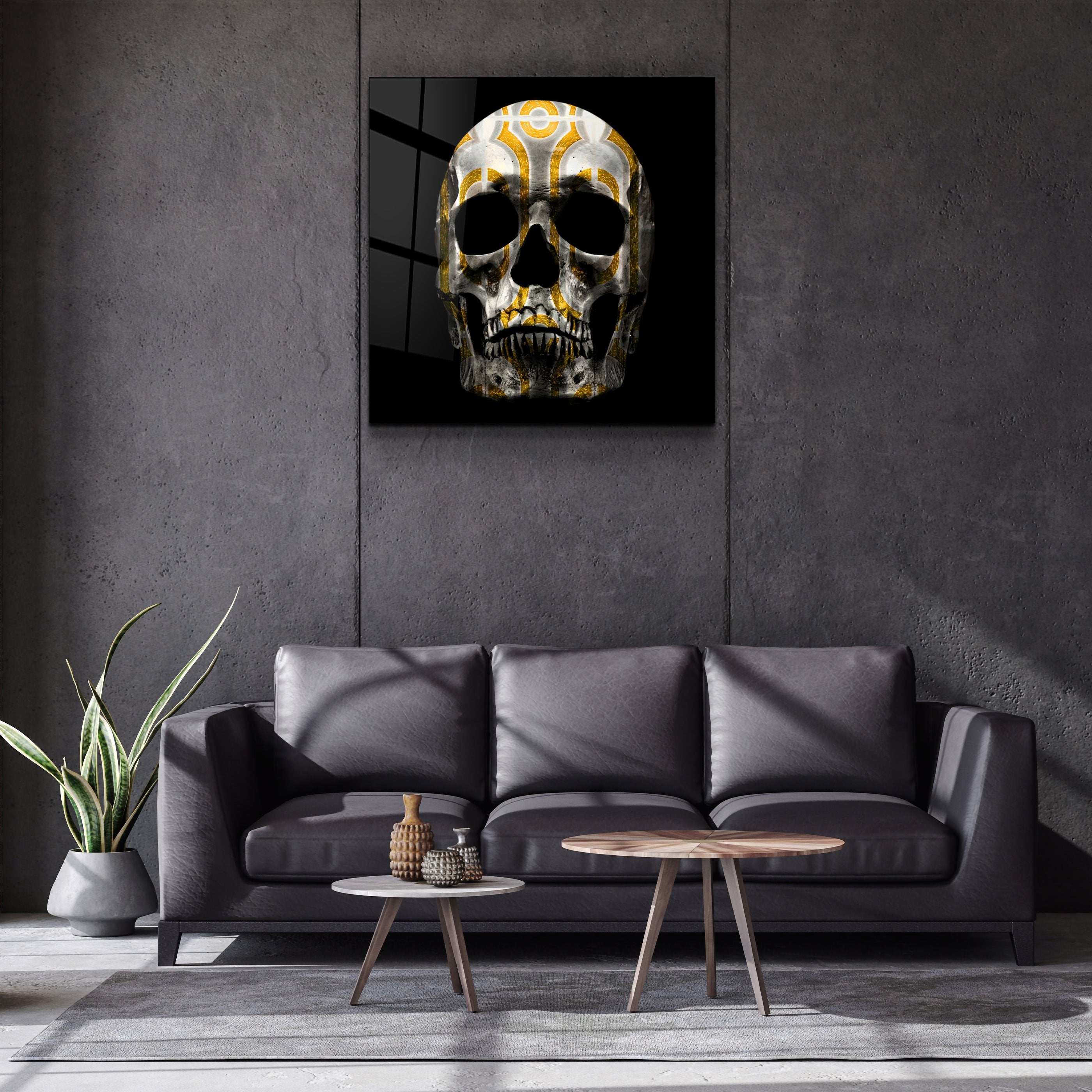 ・"Abstract Skull"・Glass Wall Art