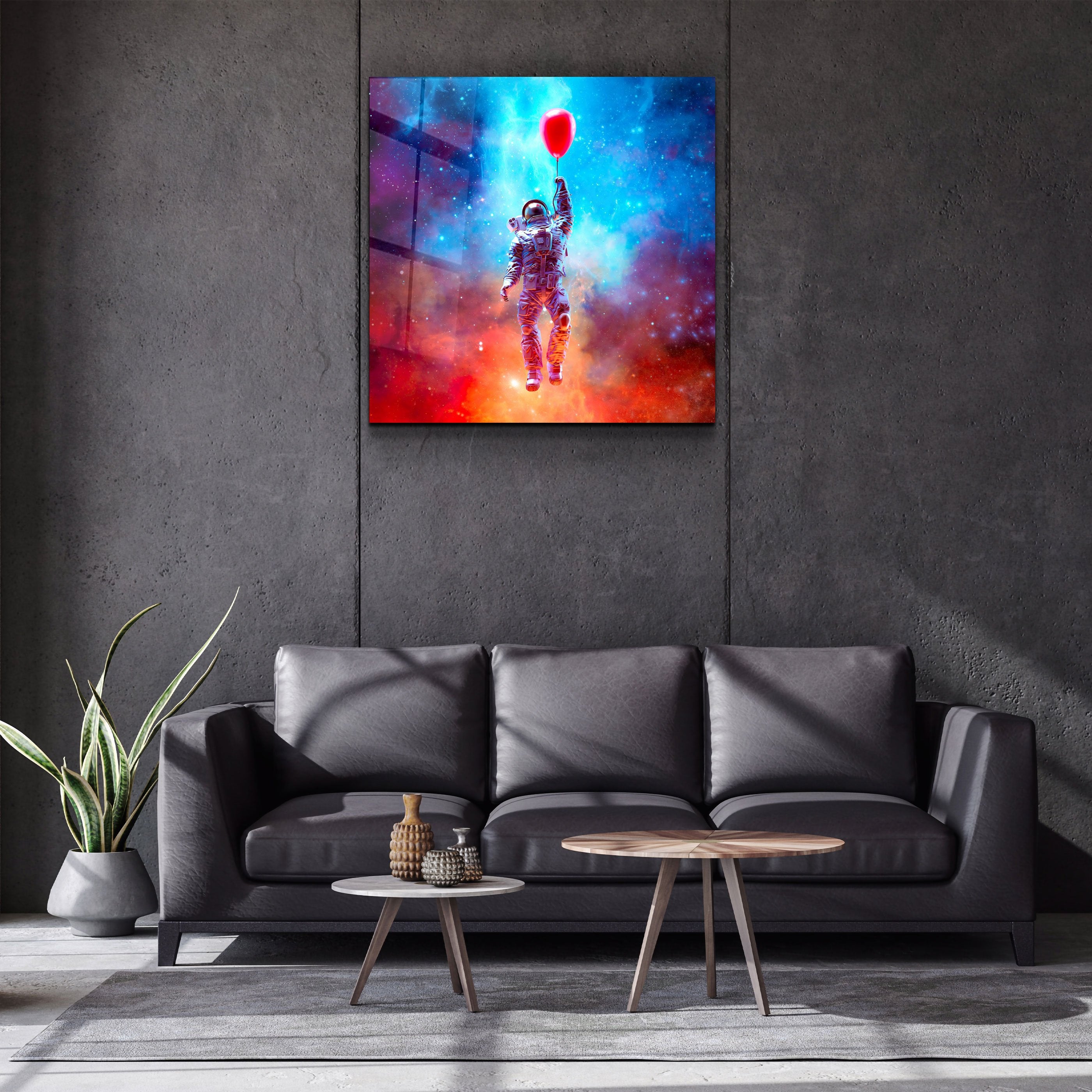 ・"Astronaut in the Sky and Baloon"・Glass Wall Art