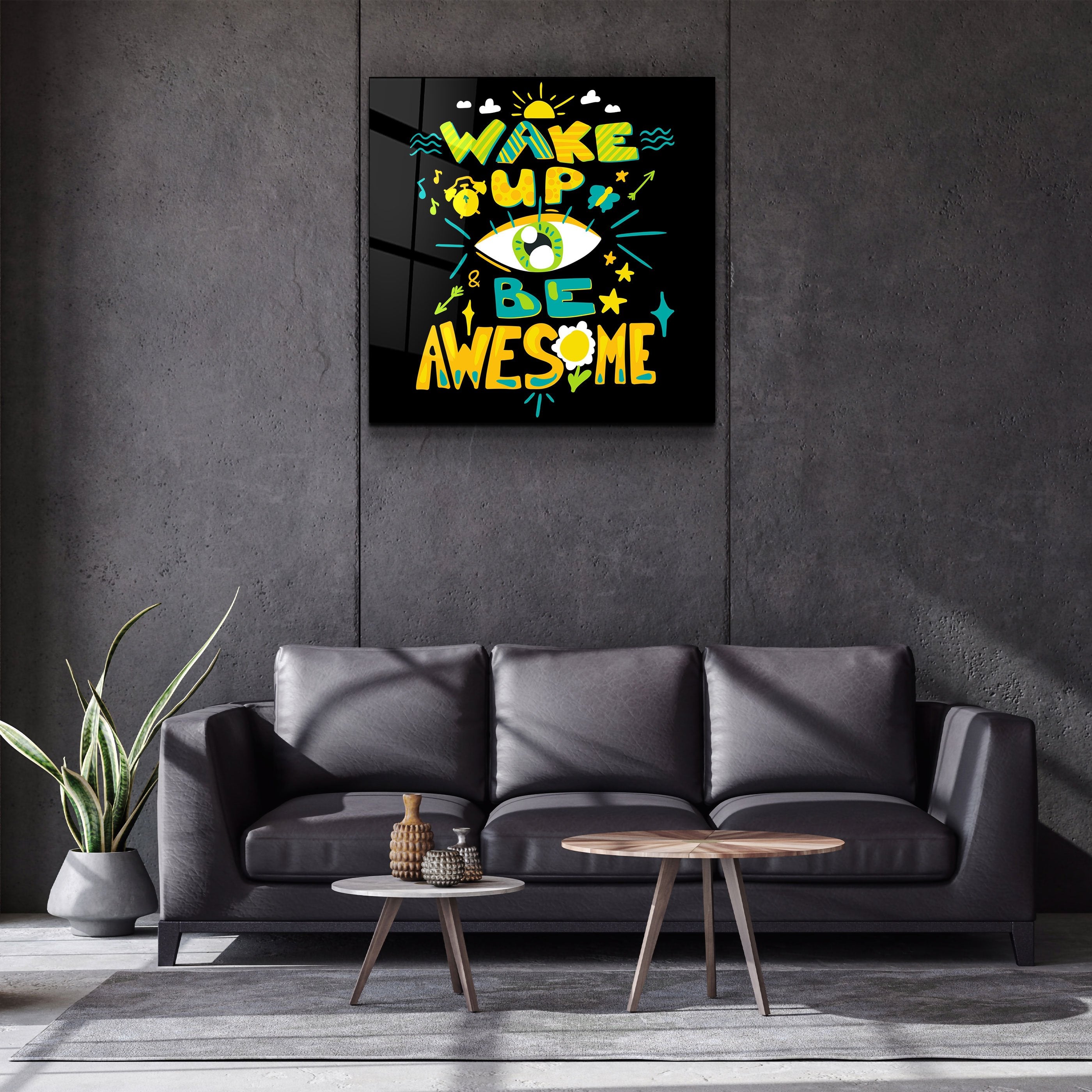 ・"Be Awesome"・Glass Wall Art