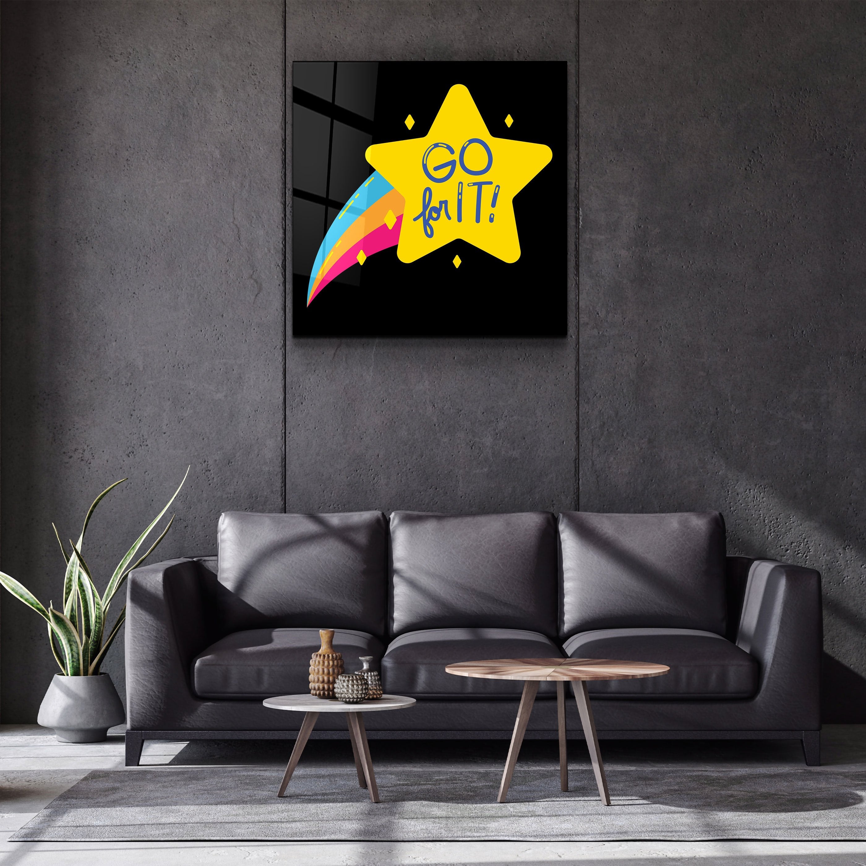・"Go For It"・Glass Wall Art