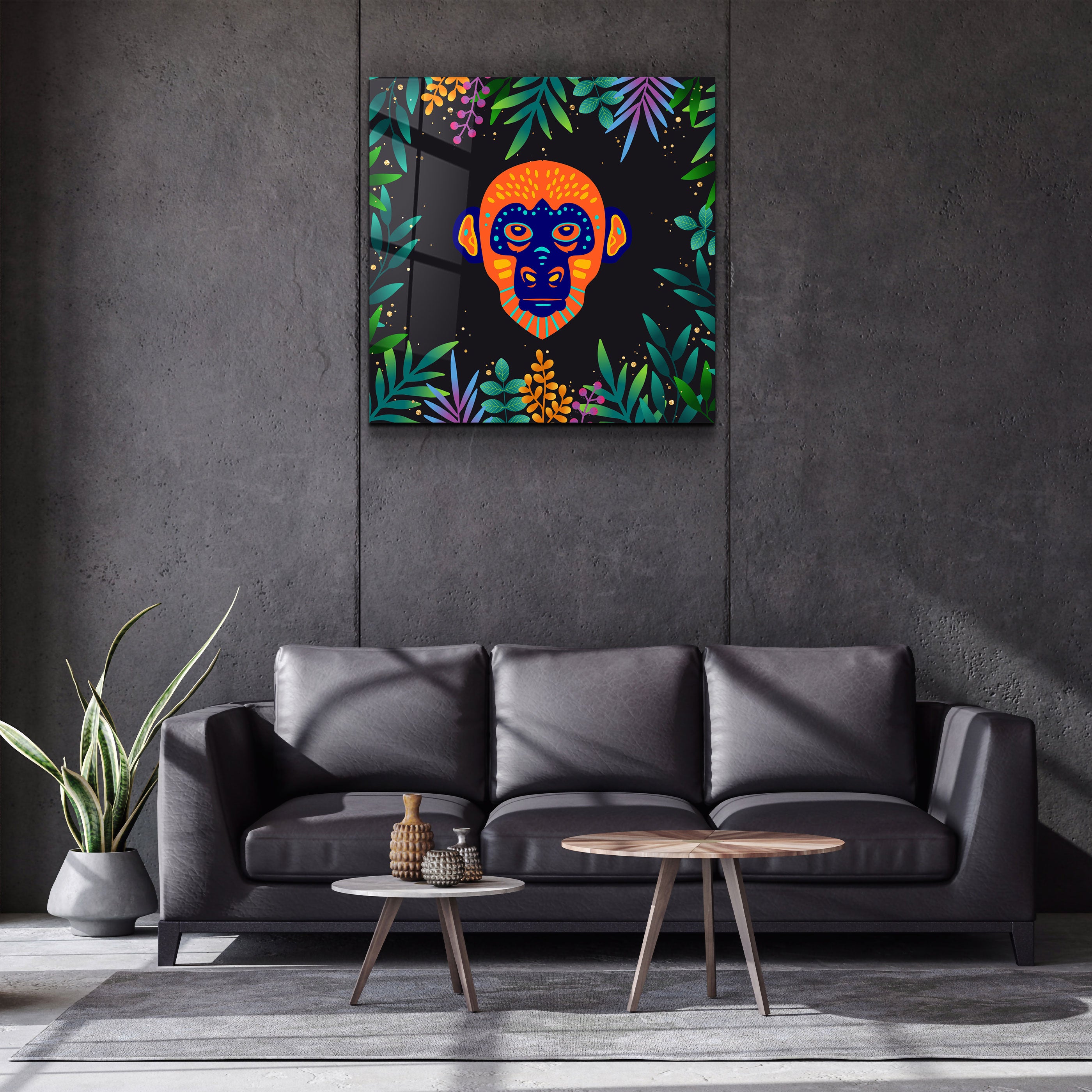 ・"Animal Republic-Monkey"・Designers Collection Glass Wall Art