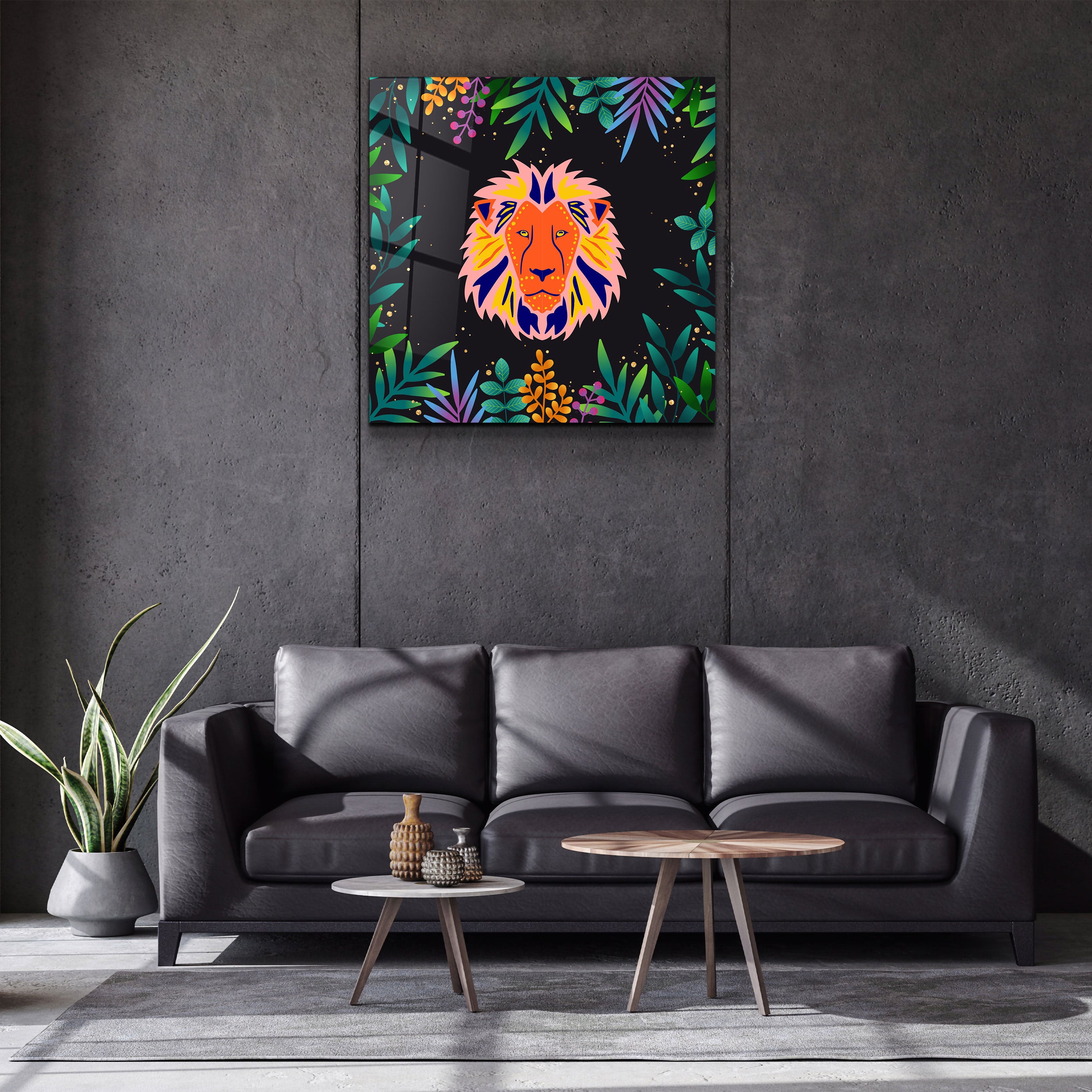 ・"Animal Republic-Lion"・Art mural en verre de la collection Designers