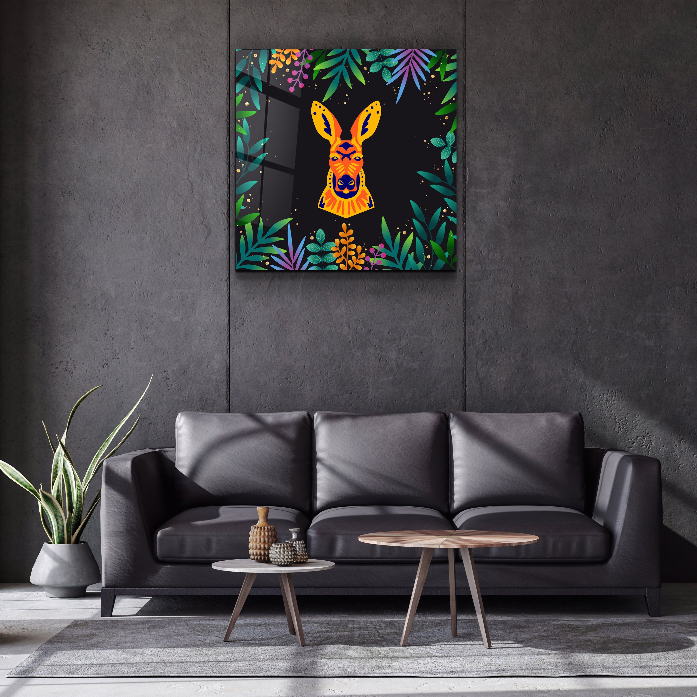 ・"Animal Republic-Kangaroo"・Designers Collection Glass Wall Art