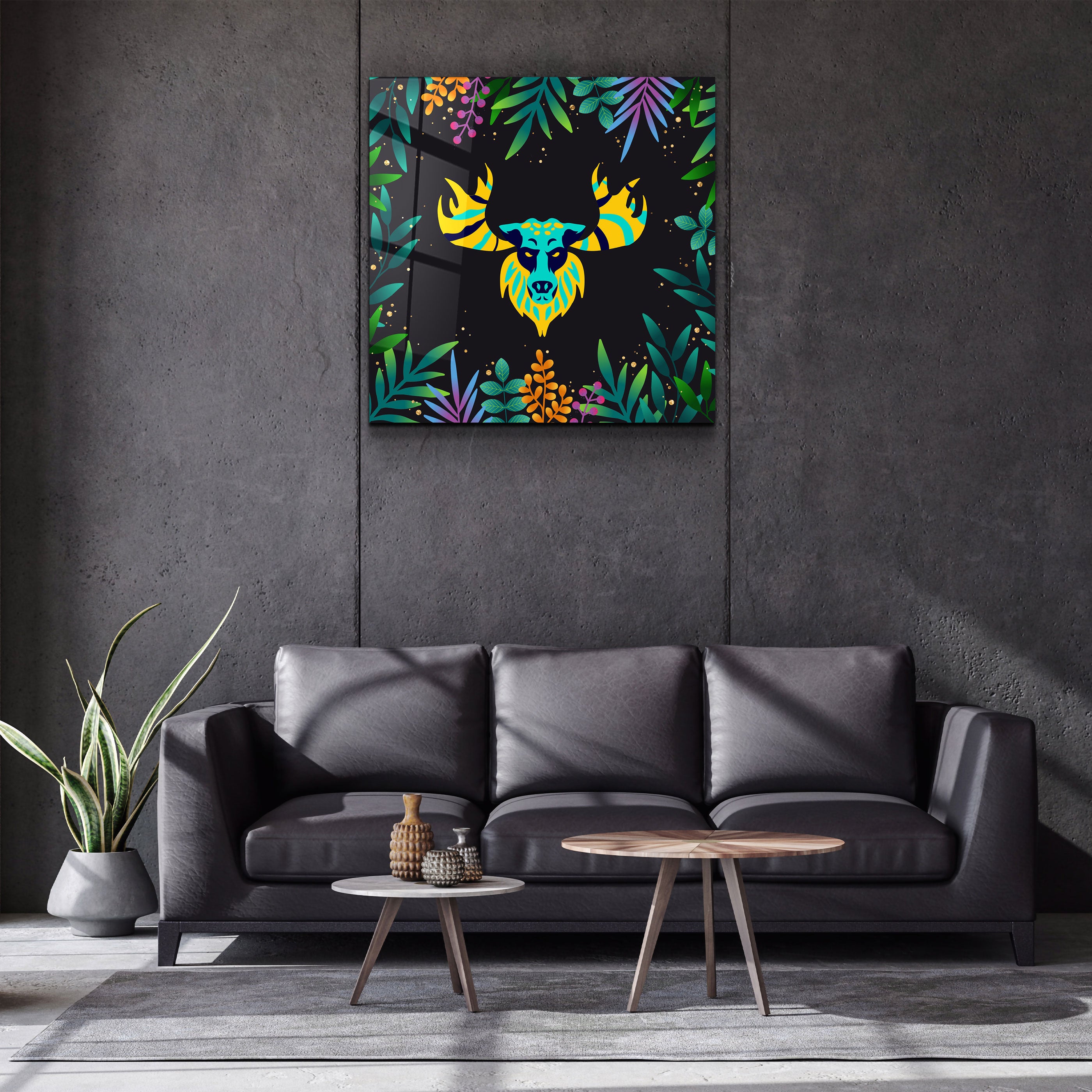 ・"Animal Republic-Cerf"・Art mural en verre de la collection Designers