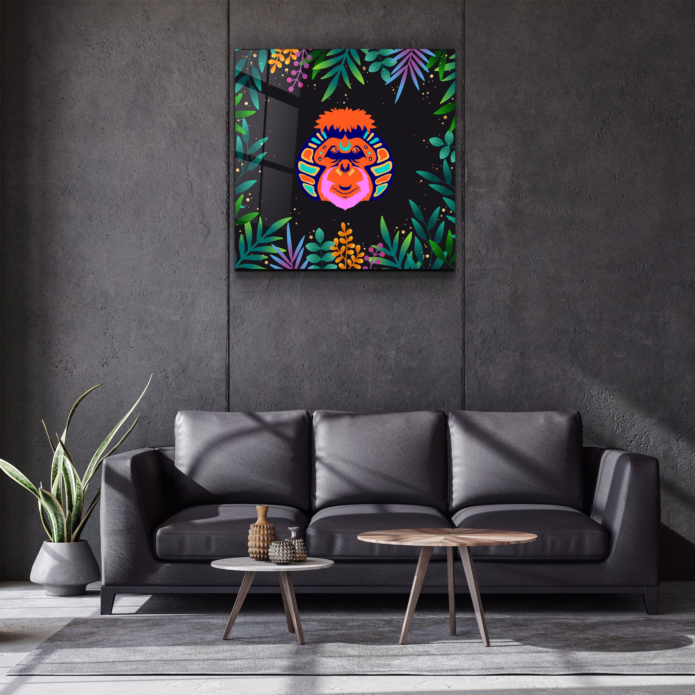 ・"Animal Republic-Orangutan"・Designers Collection Glass Wall Art