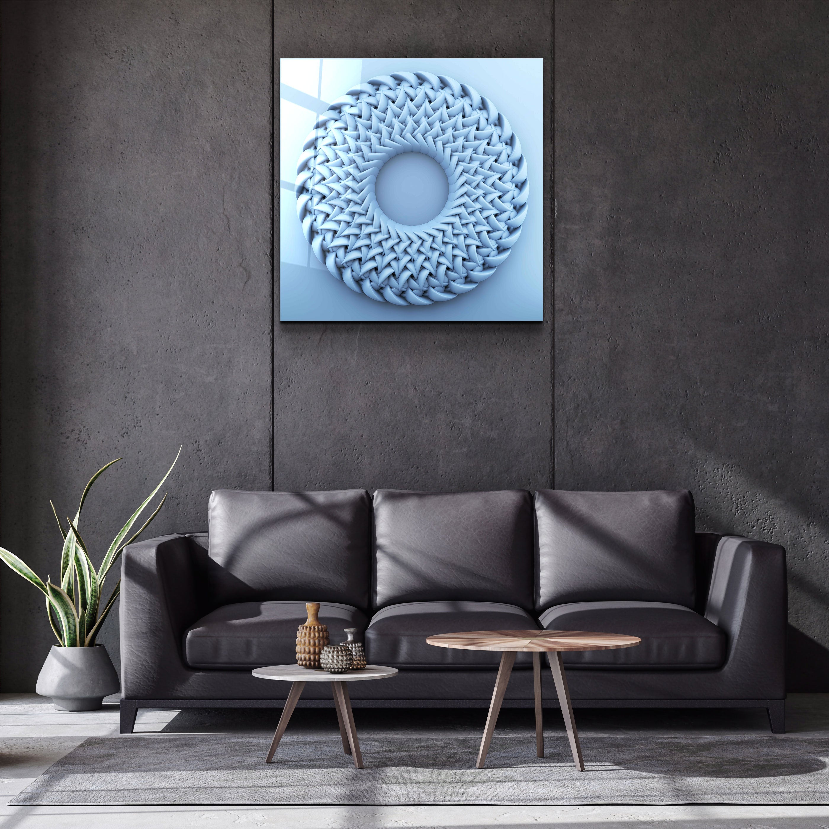."Abstract Circular Knitting". Designer's Collection Glass Wall Art