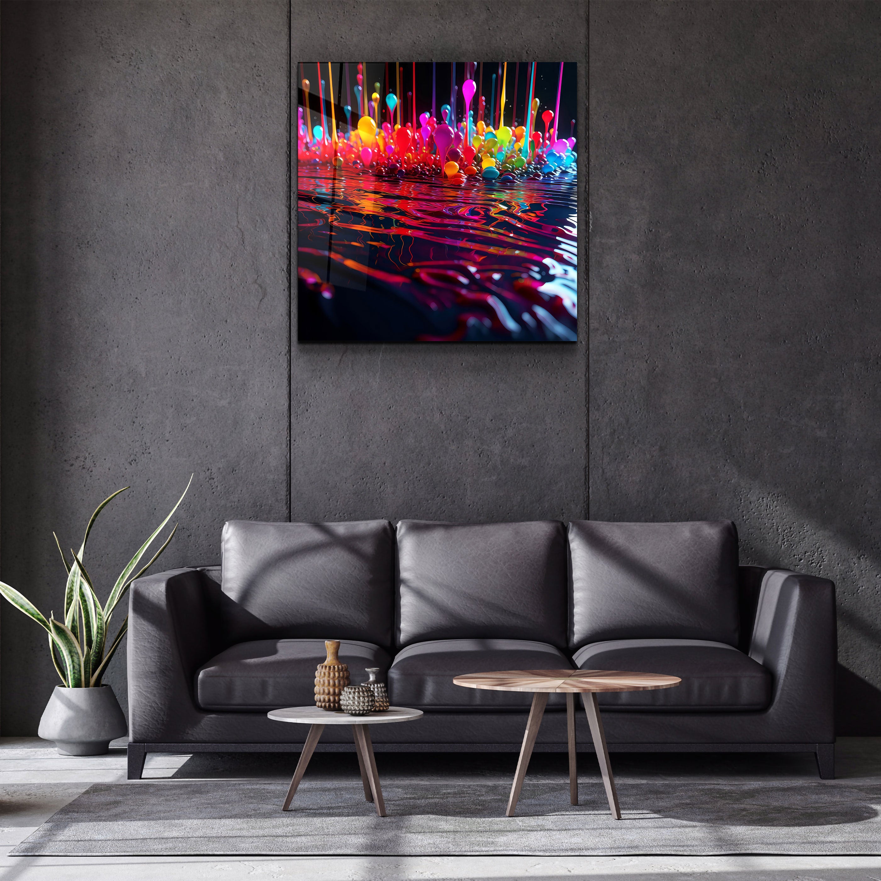 ."Paint Drops V3". Designers Collection Glass Wall Art
