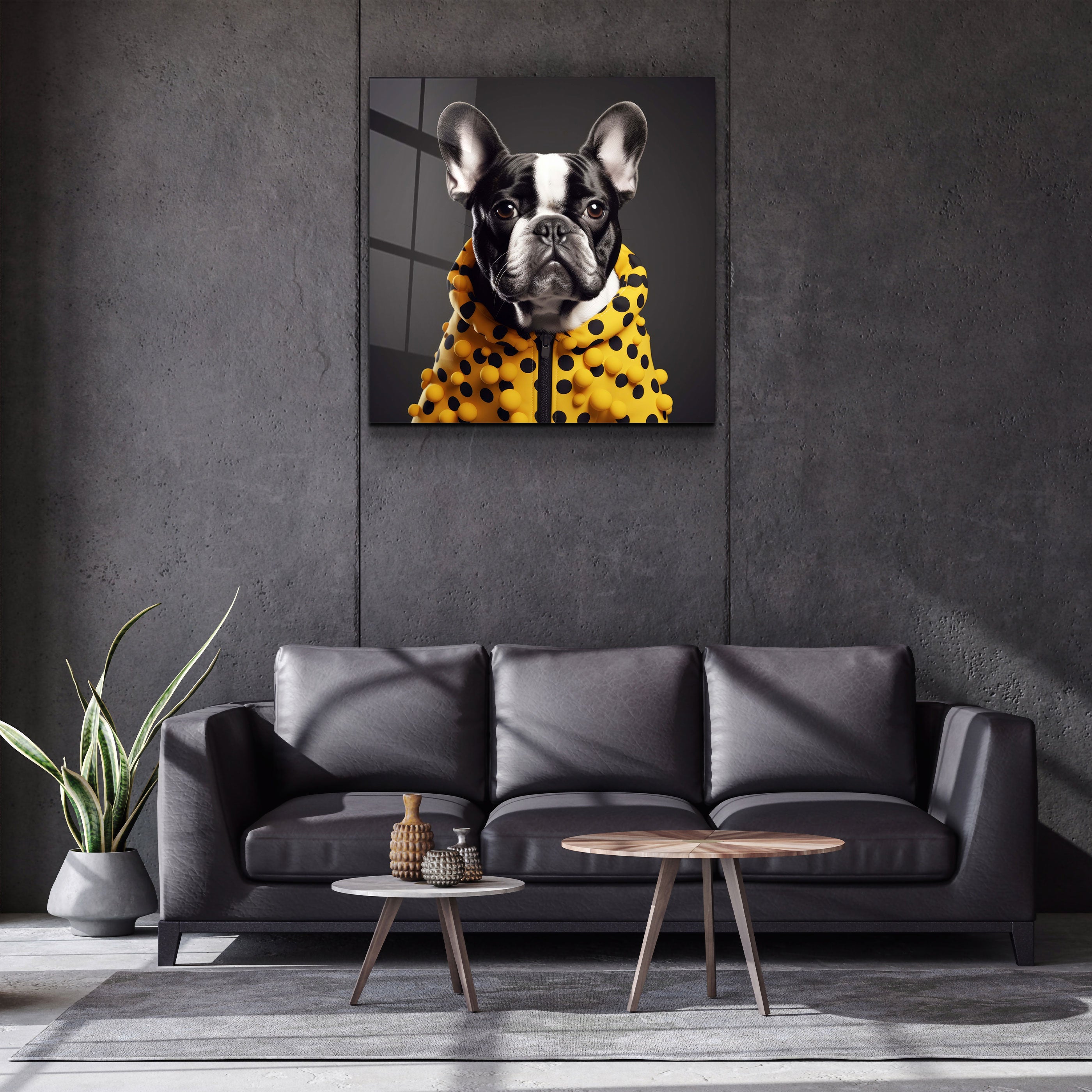 ."Stylish Dogs - V3". Designer's Collection Glass Wall Art