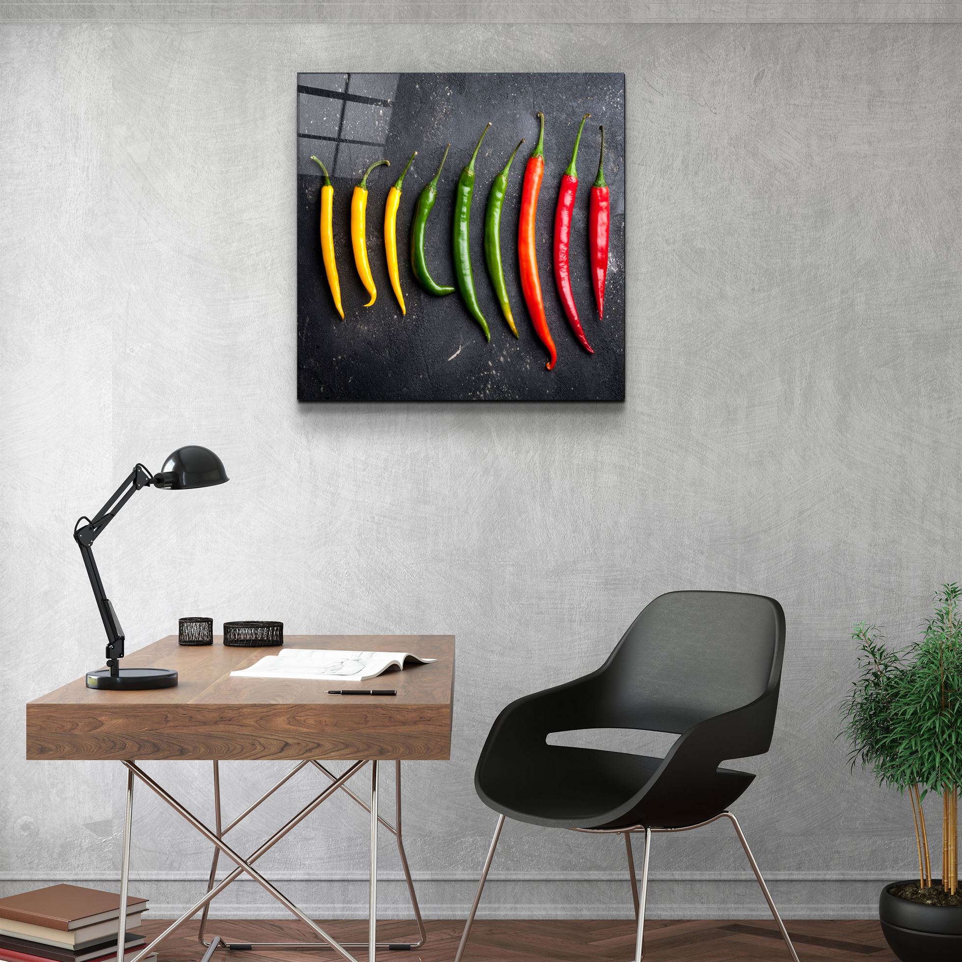 ・"Colorful Peppers"・Glass Wall Art