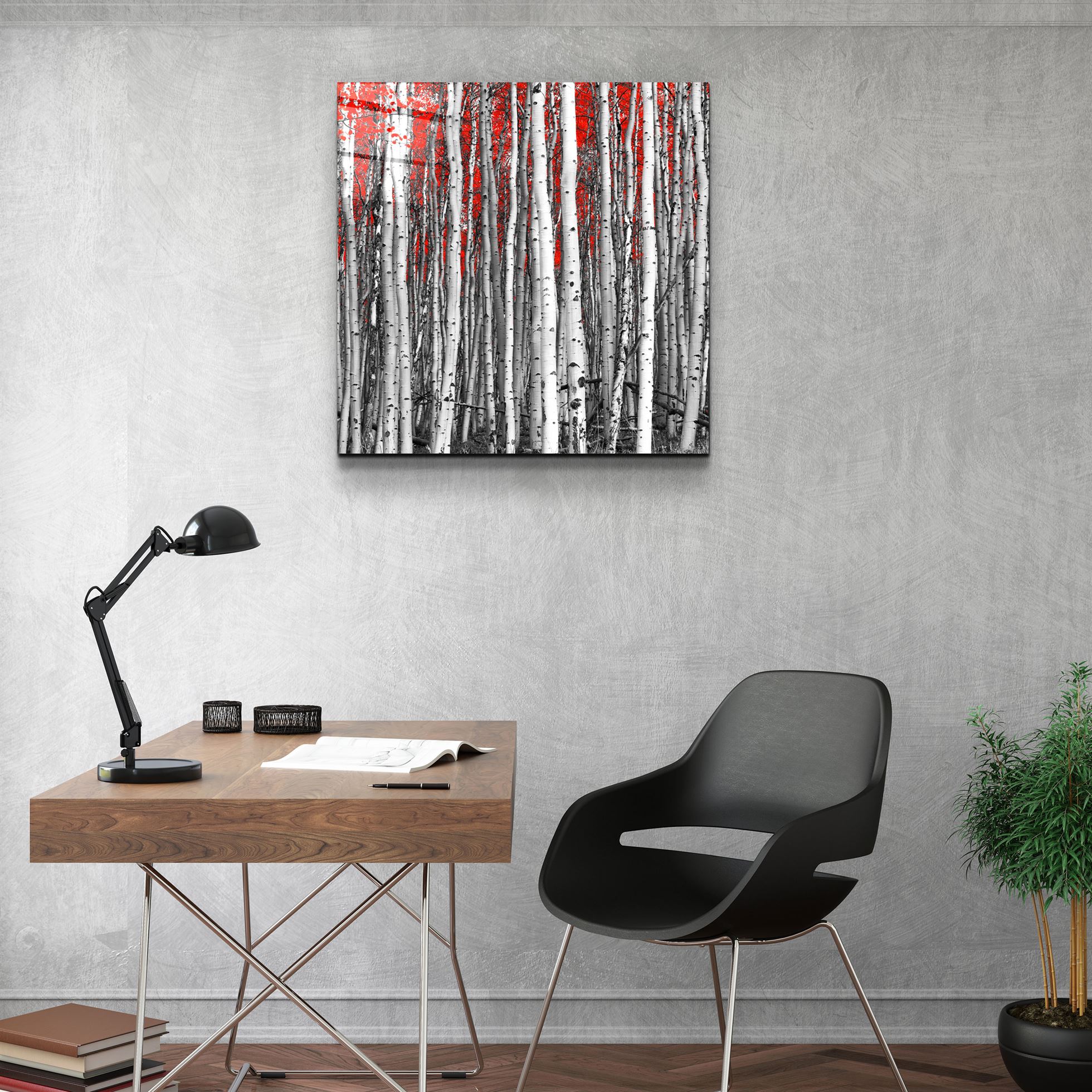 ・"Red Forest"・Glass Wall Art