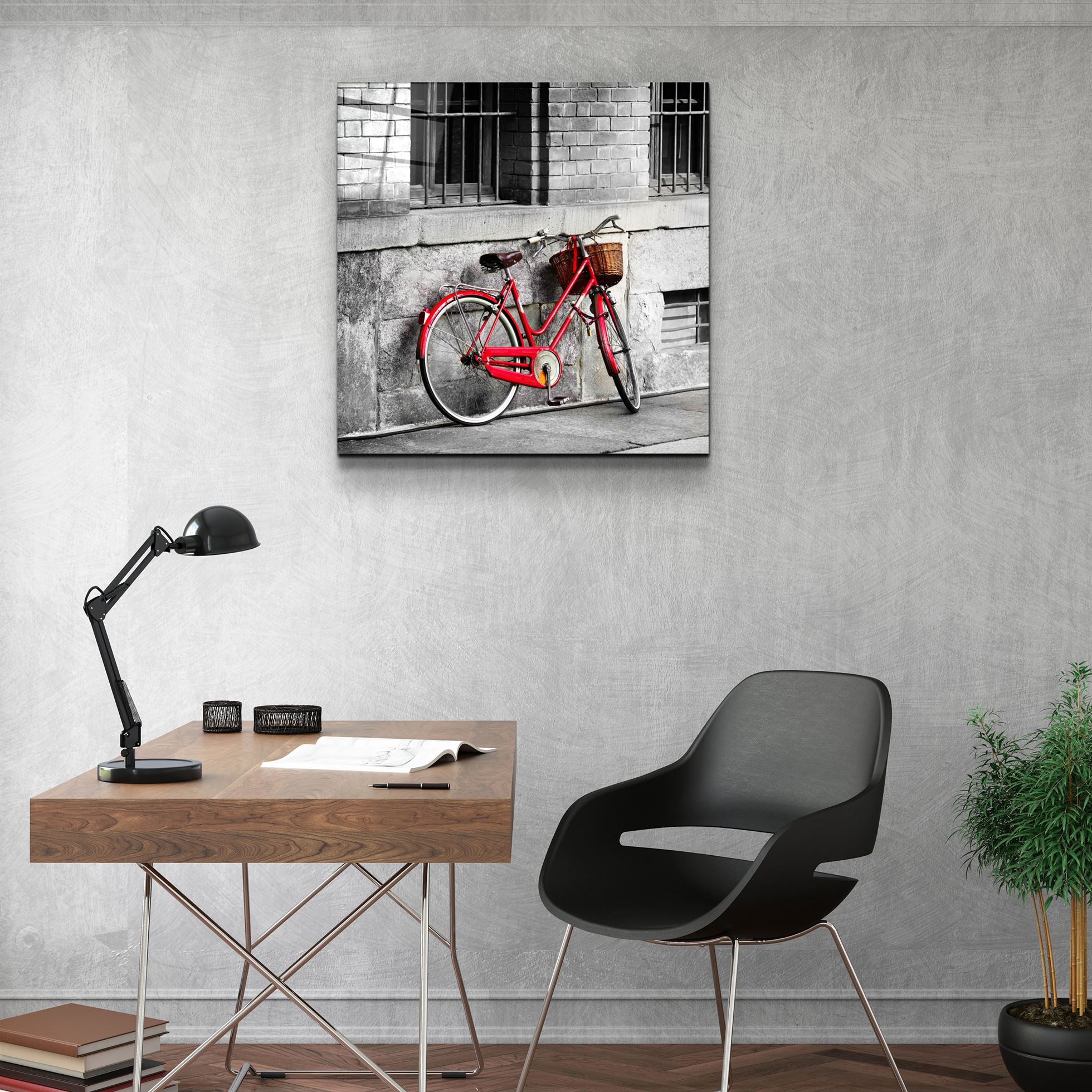 ・"Red Bicycle"・Glass Wall Art