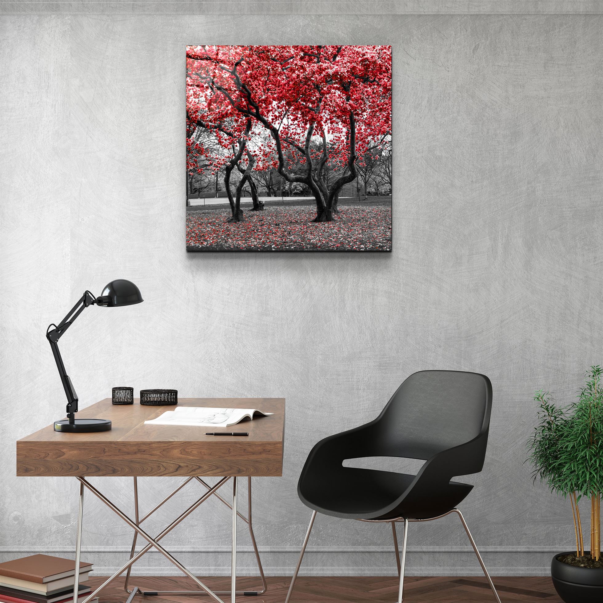 ・"Red Tree"・Glass Wall Art