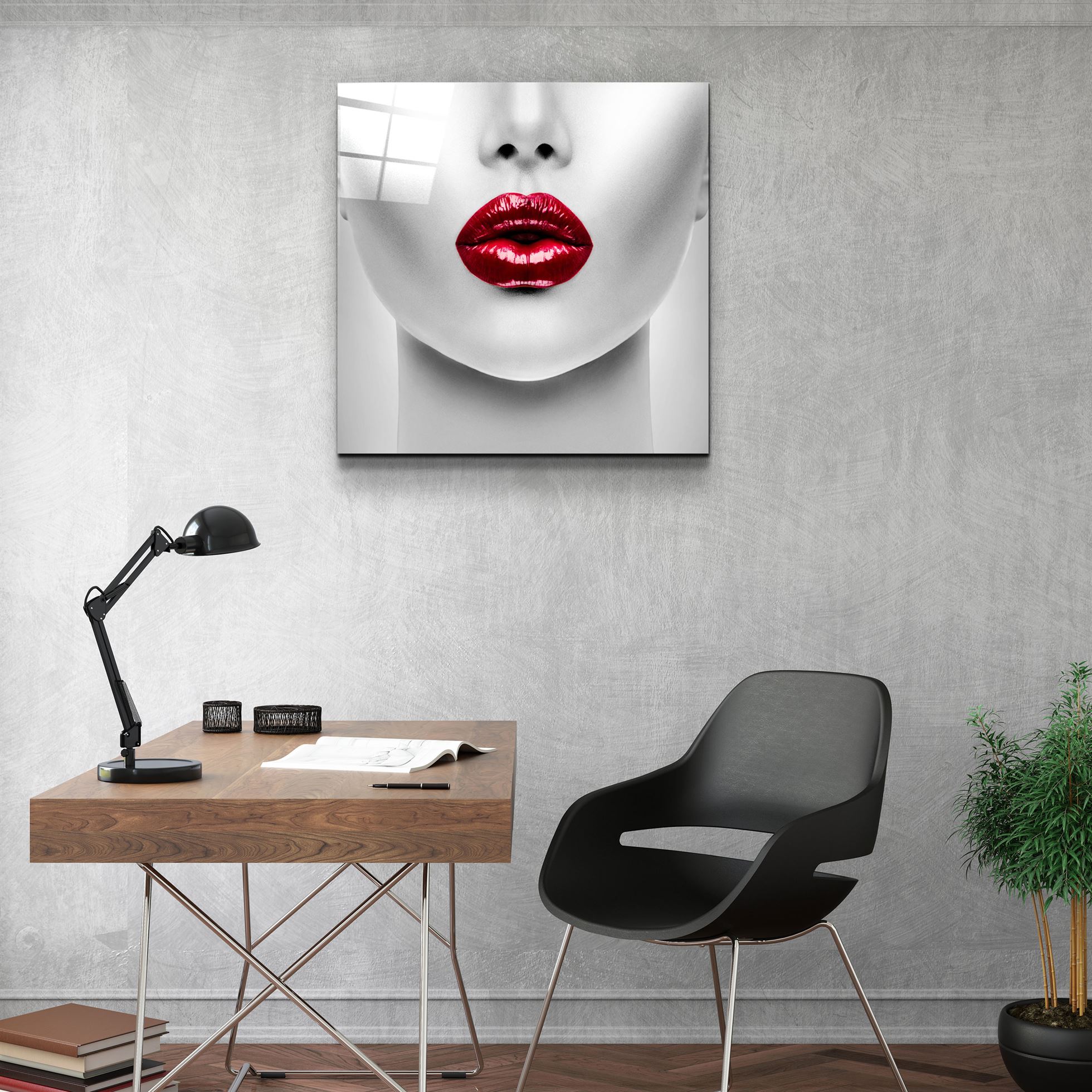 ・"Red Lips"・Glass Wall Art