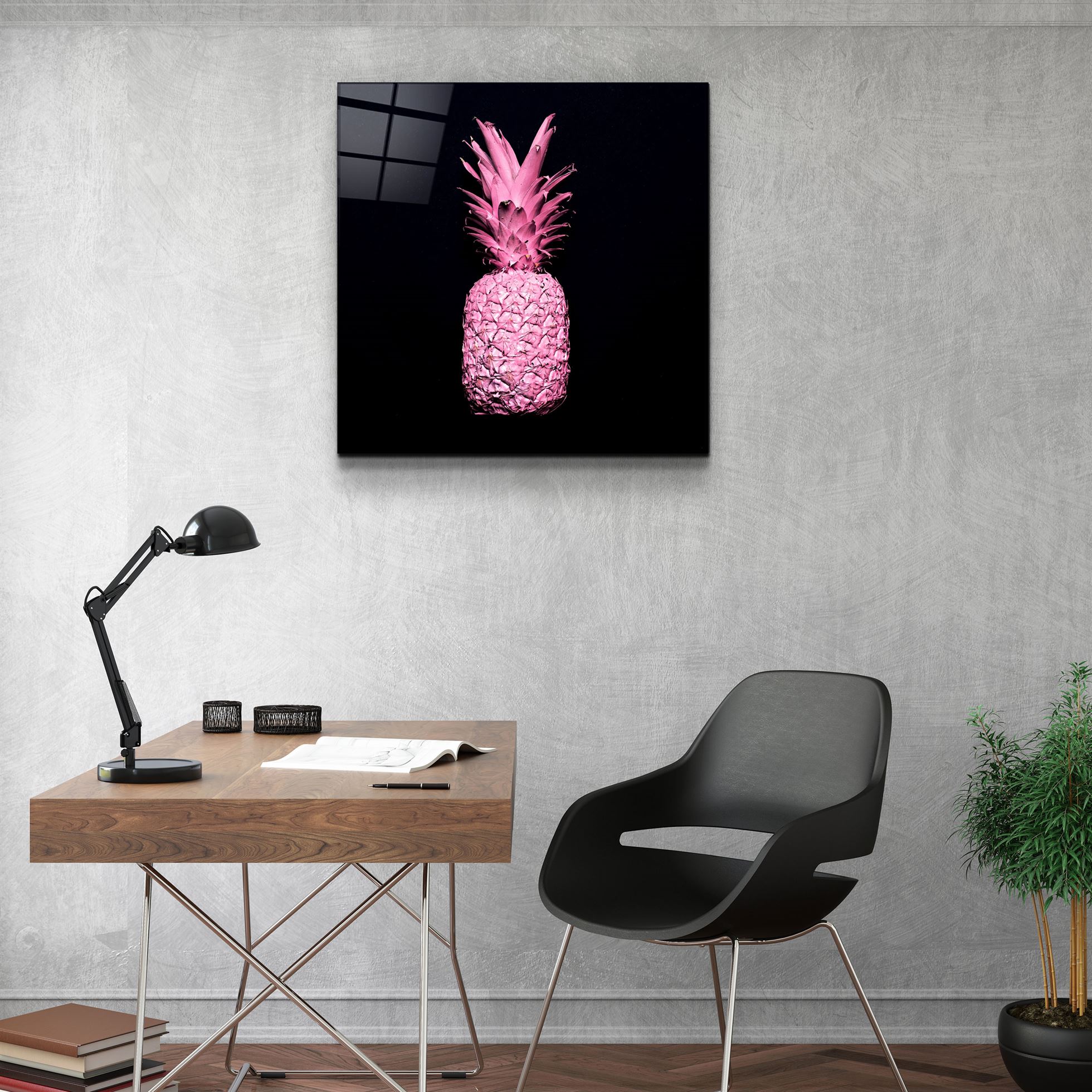 ・"Pink Pineapple"・Glass Wall Art