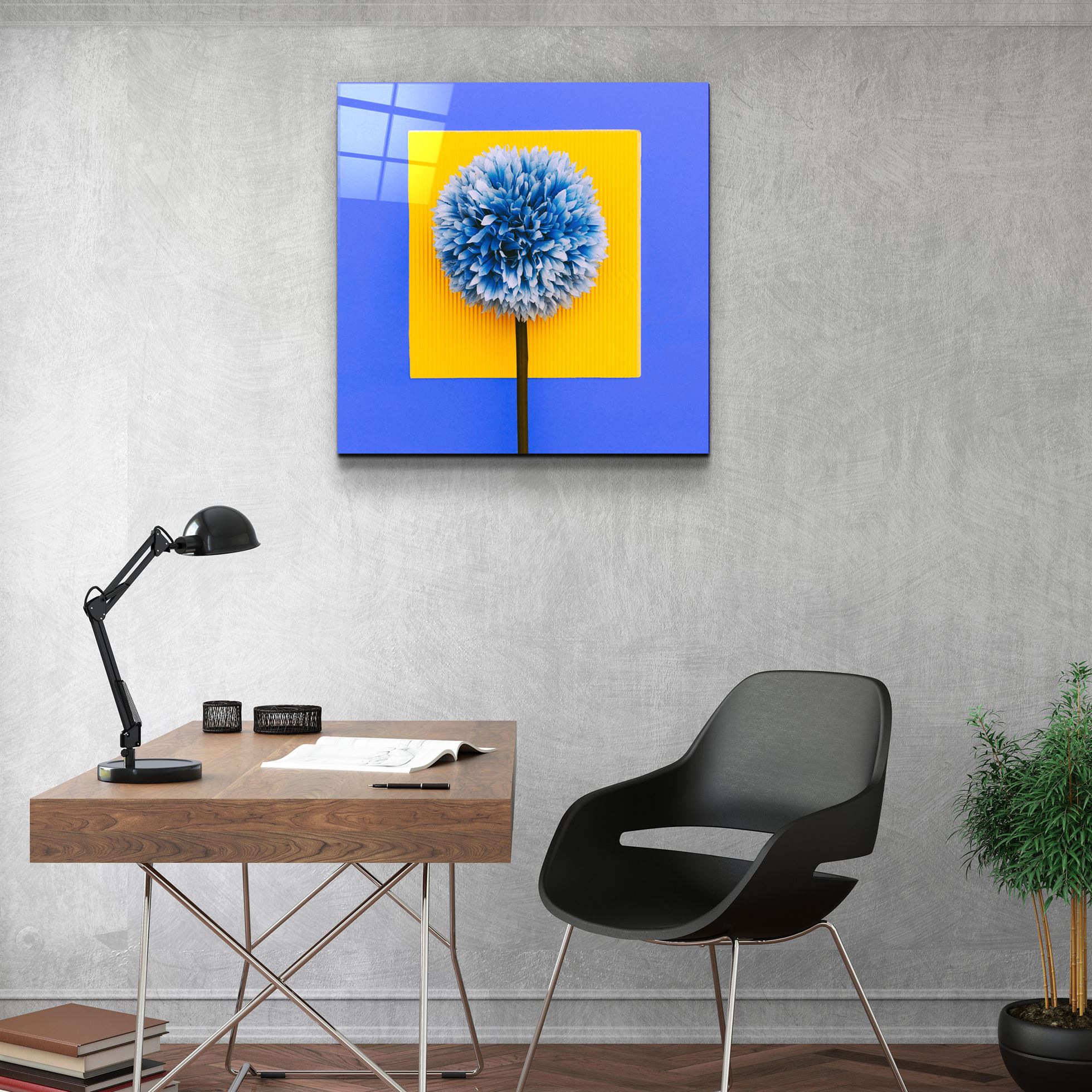 ・„Blaue Blume“・<tc>Glasbild</tc>