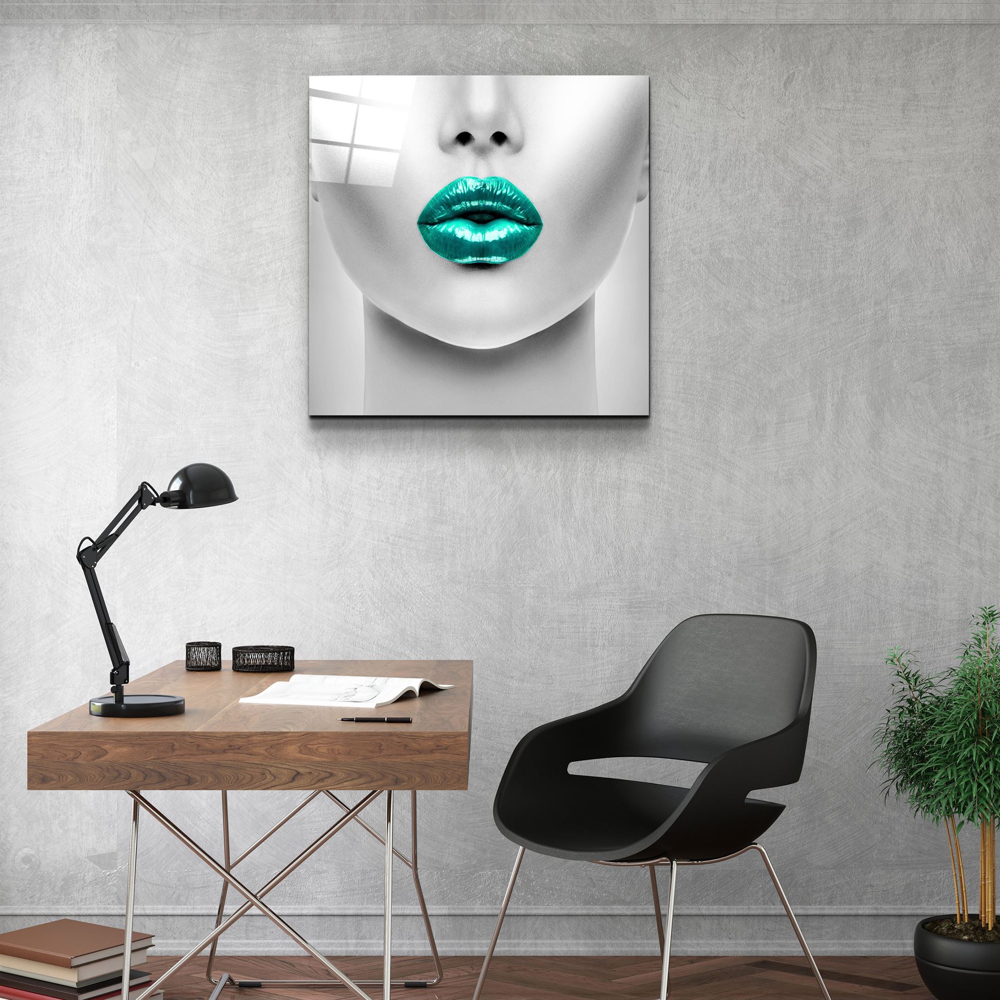 ・"Green Lips"・Glass Wall Art