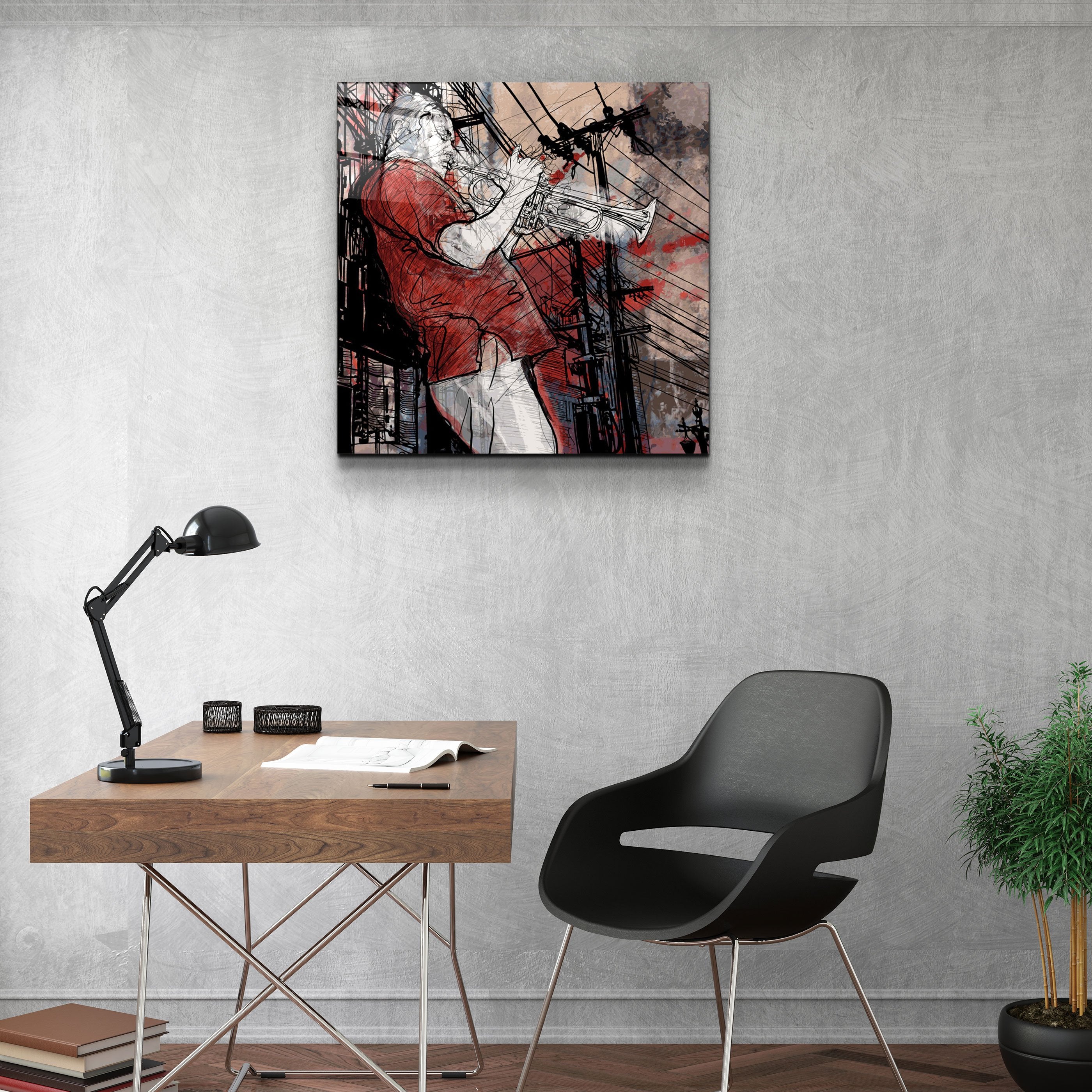 ・"Abstract Musician V2"・Glass Wall Art