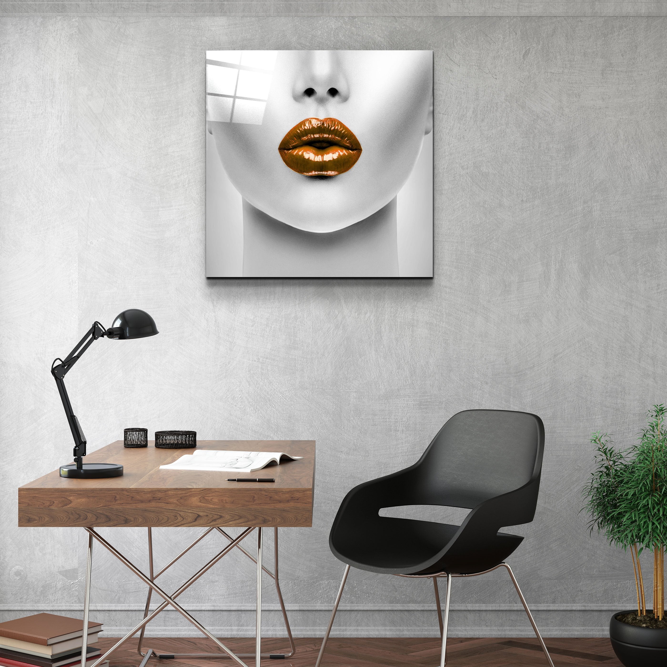 ・"Orange Lips"・Glass Wall Art