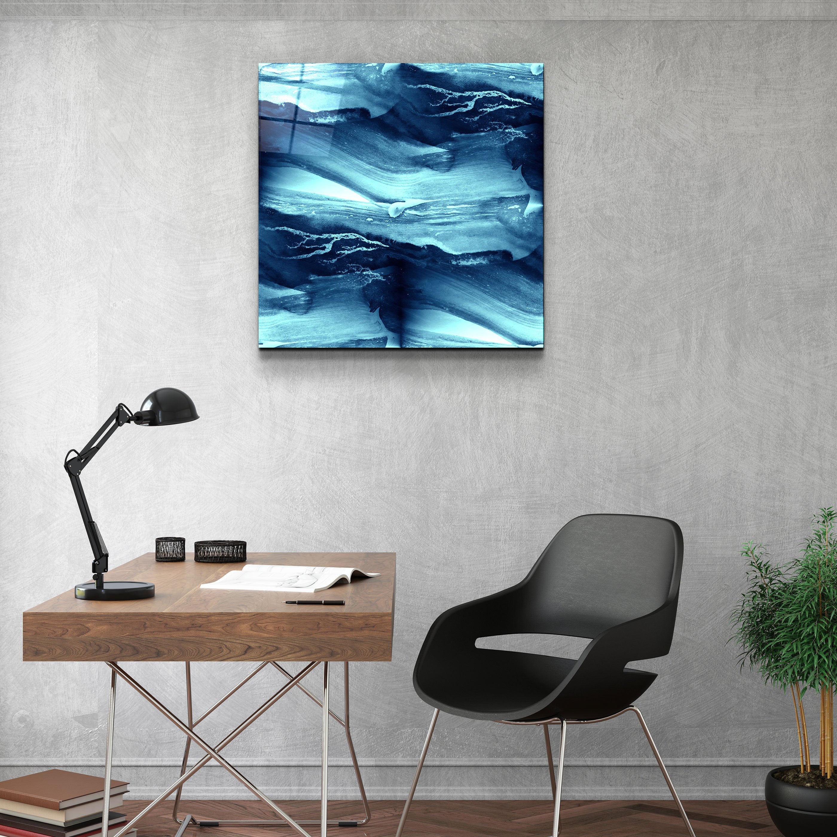 ・"Abstract Waves"・Glass Wall Art