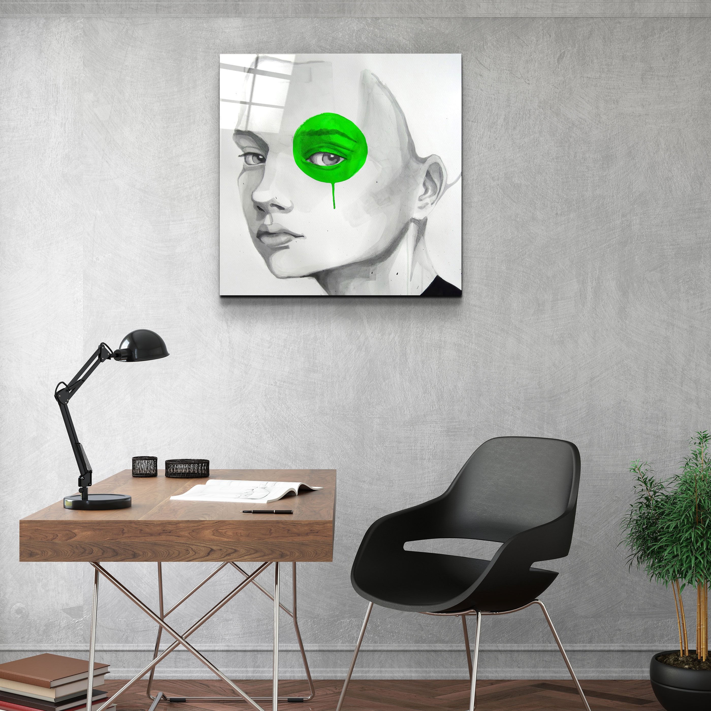 ・"Green Eye"・Glass Wall Art