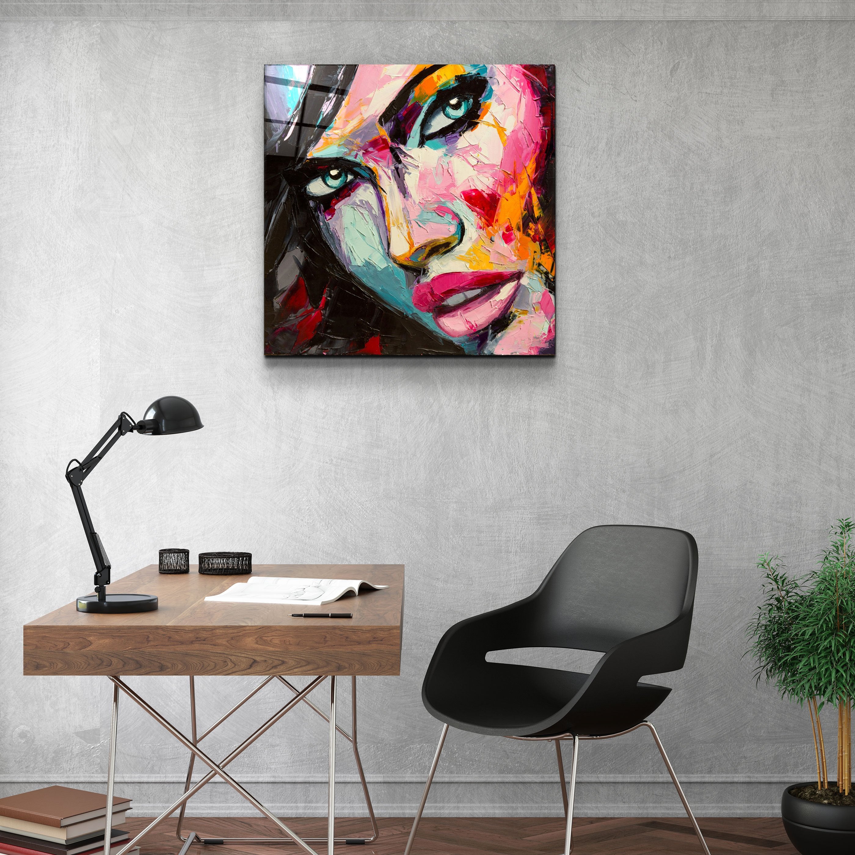 ・"Portrait de femme abstrait V2"・Art mural en verre