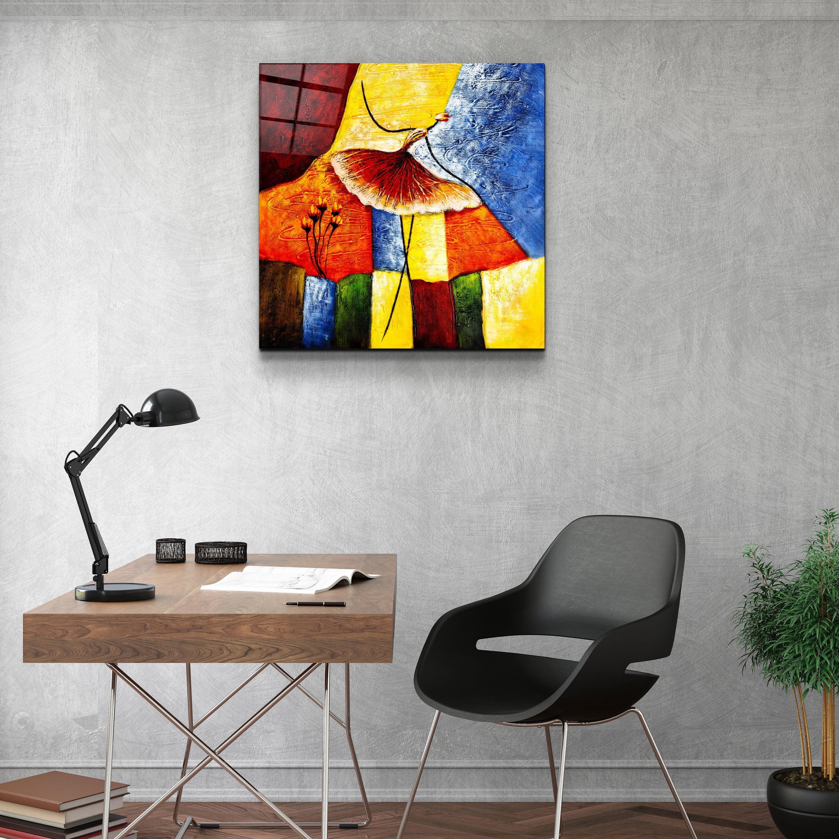 ・"Abstract Colorful Ballerina"・Glass Wall Art