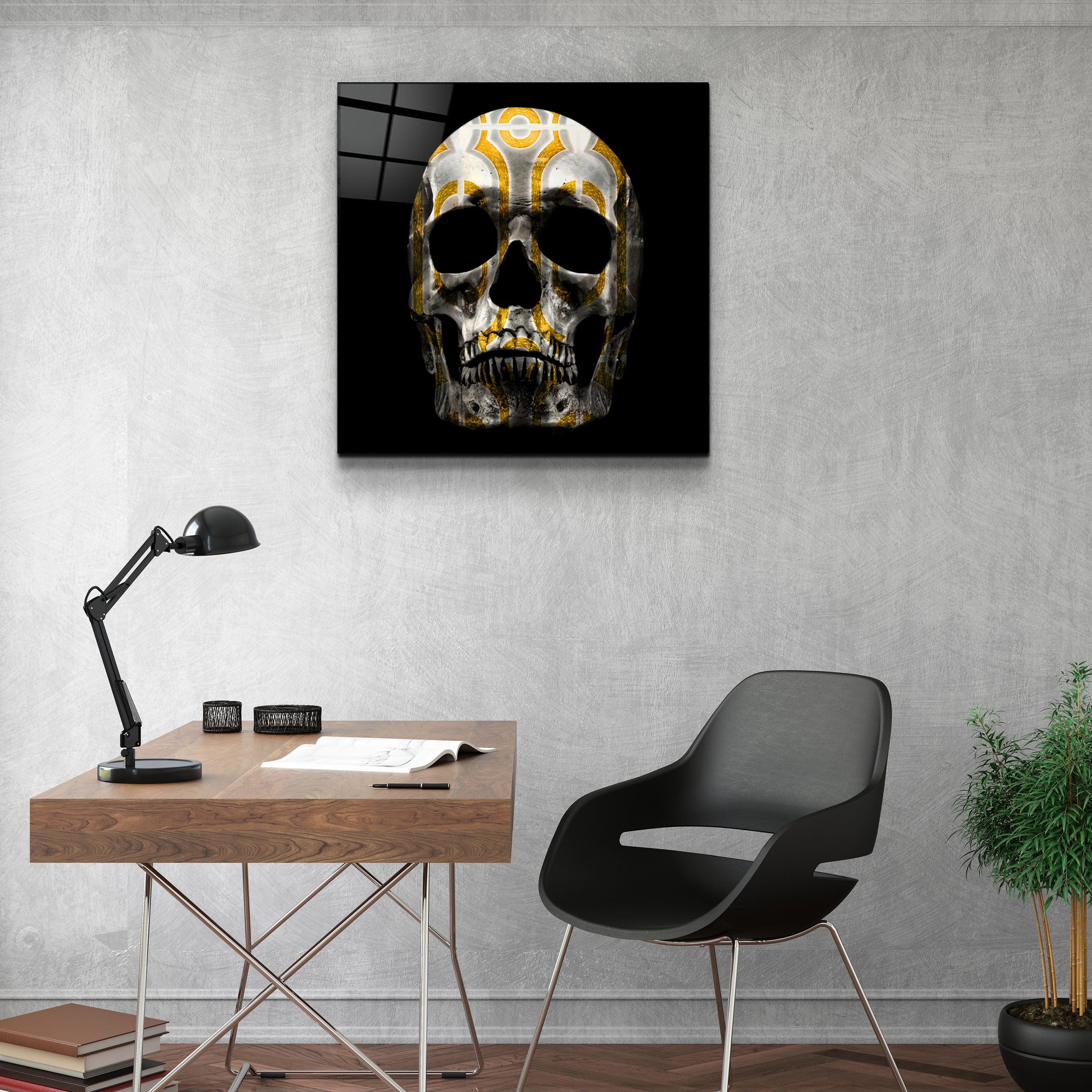 ・"Abstract Skull"・Glass Wall Art