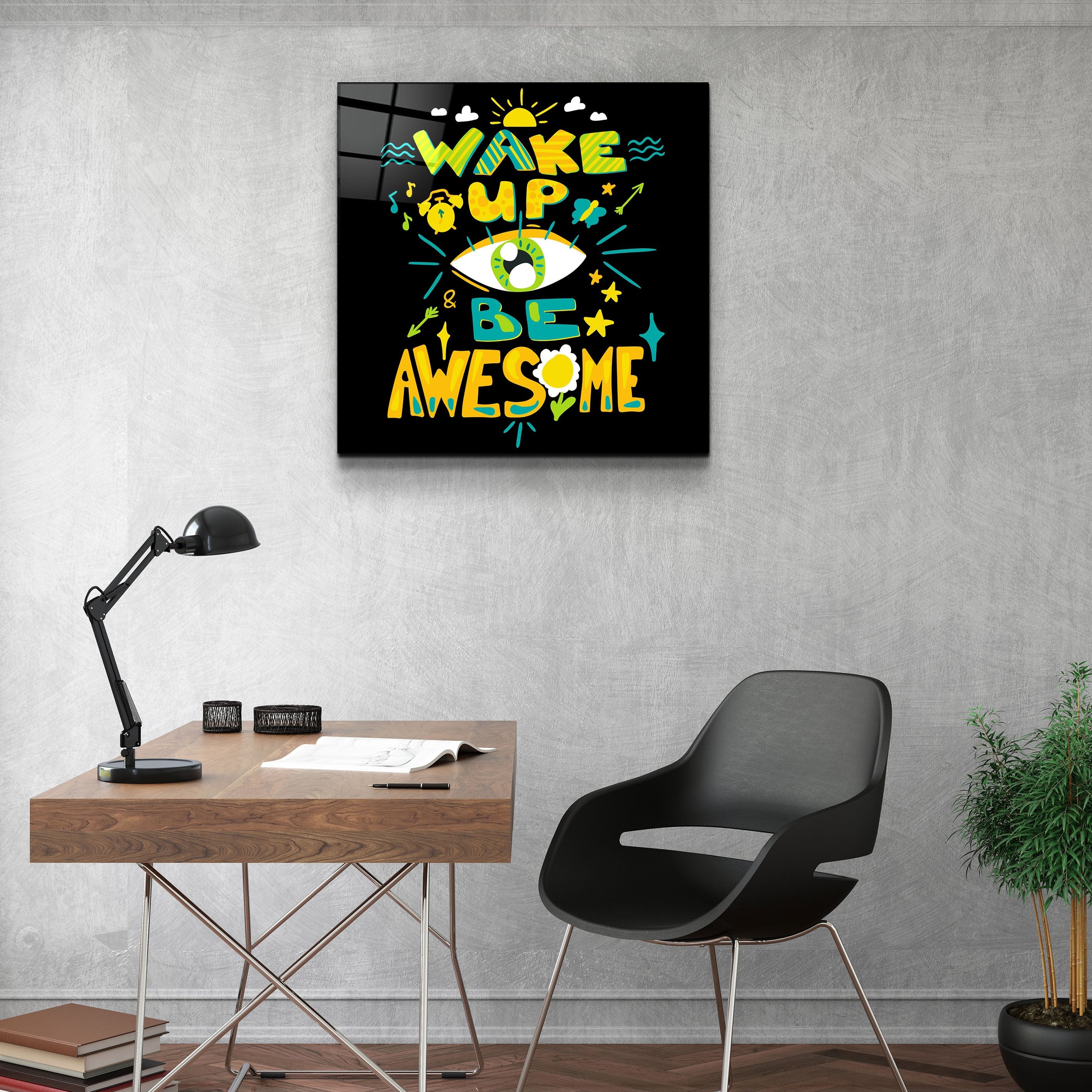 ・"Be Awesome"・Glass Wall Art