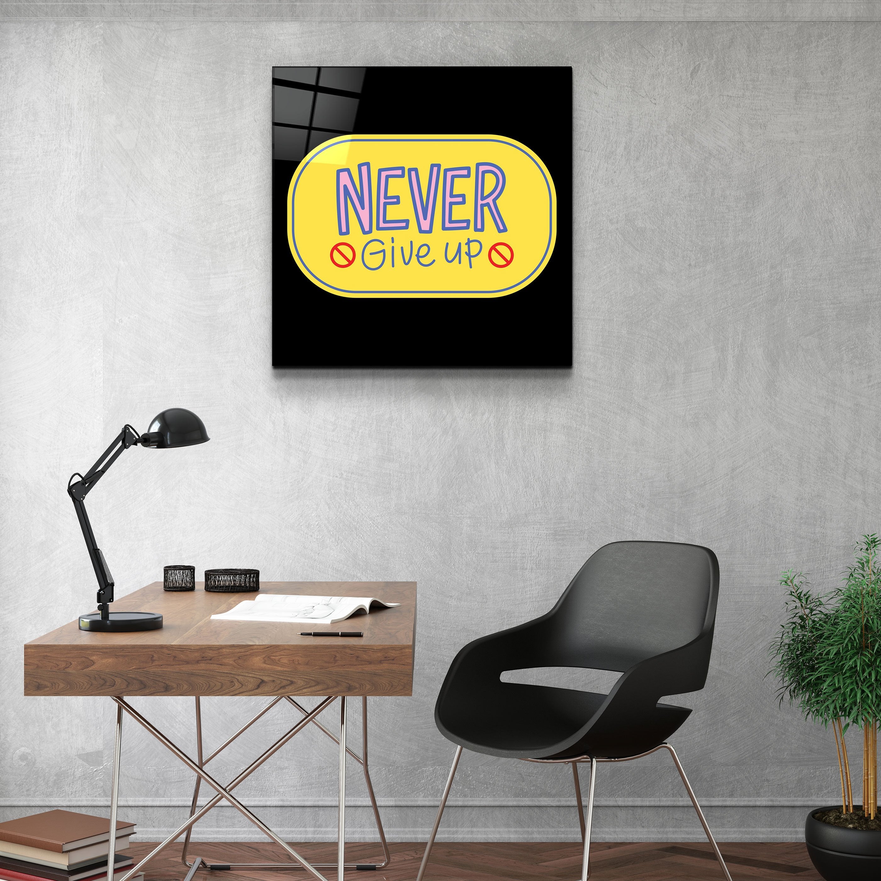 ・"Never Give Up2"・Art mural en verre