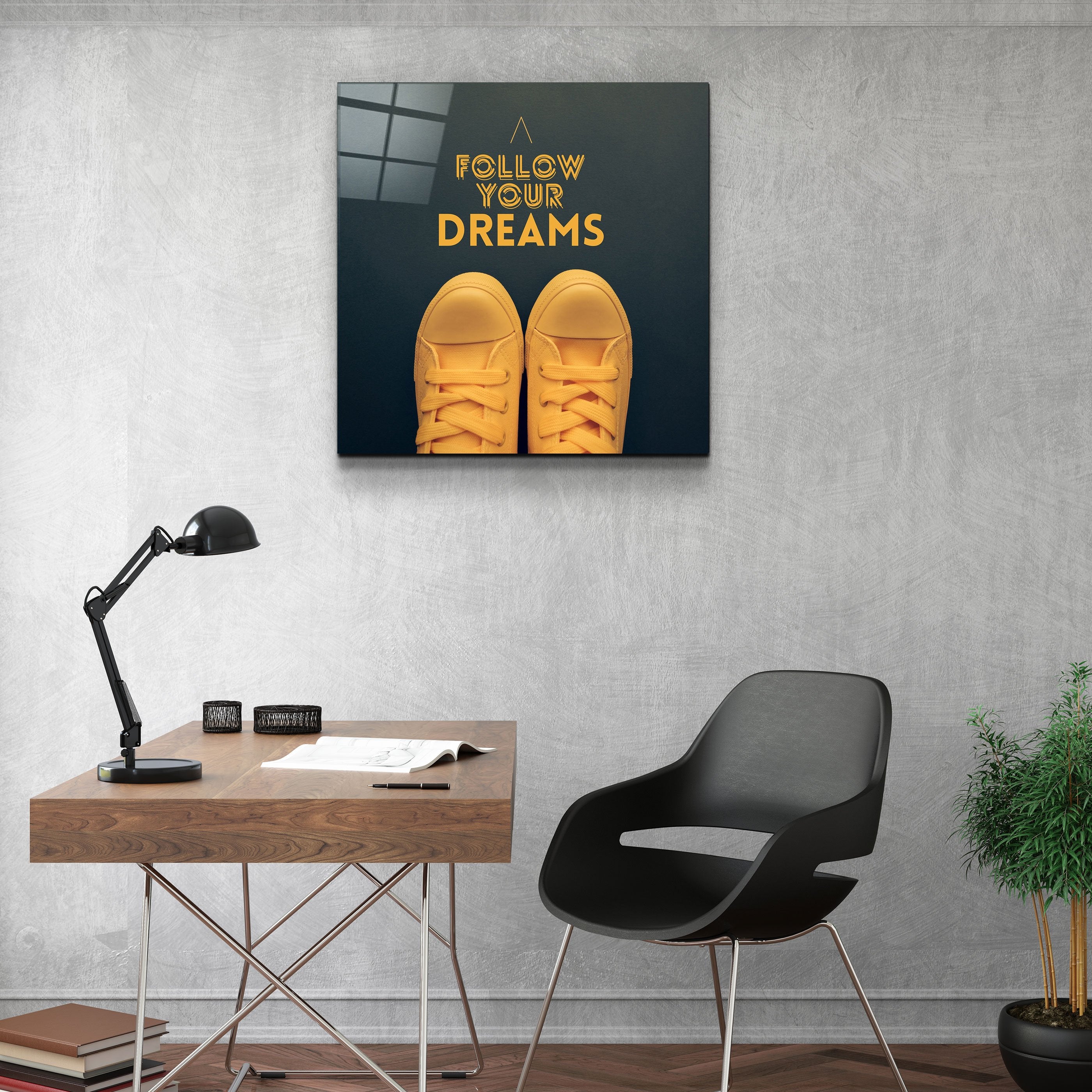 ・"Follow Your Dreams"・Glass Wall Art