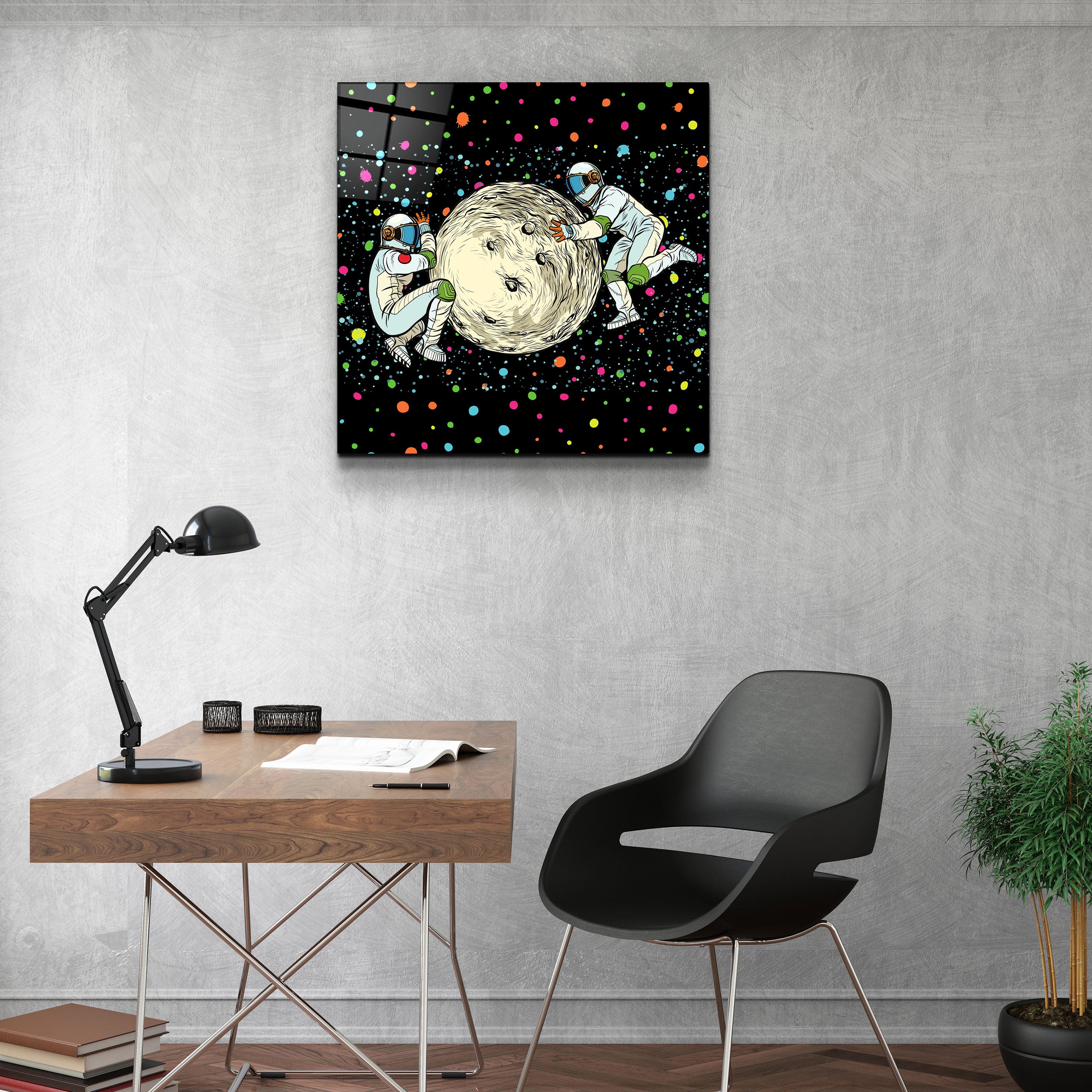 ・"Pushing A Planet"・Glass Wall Art