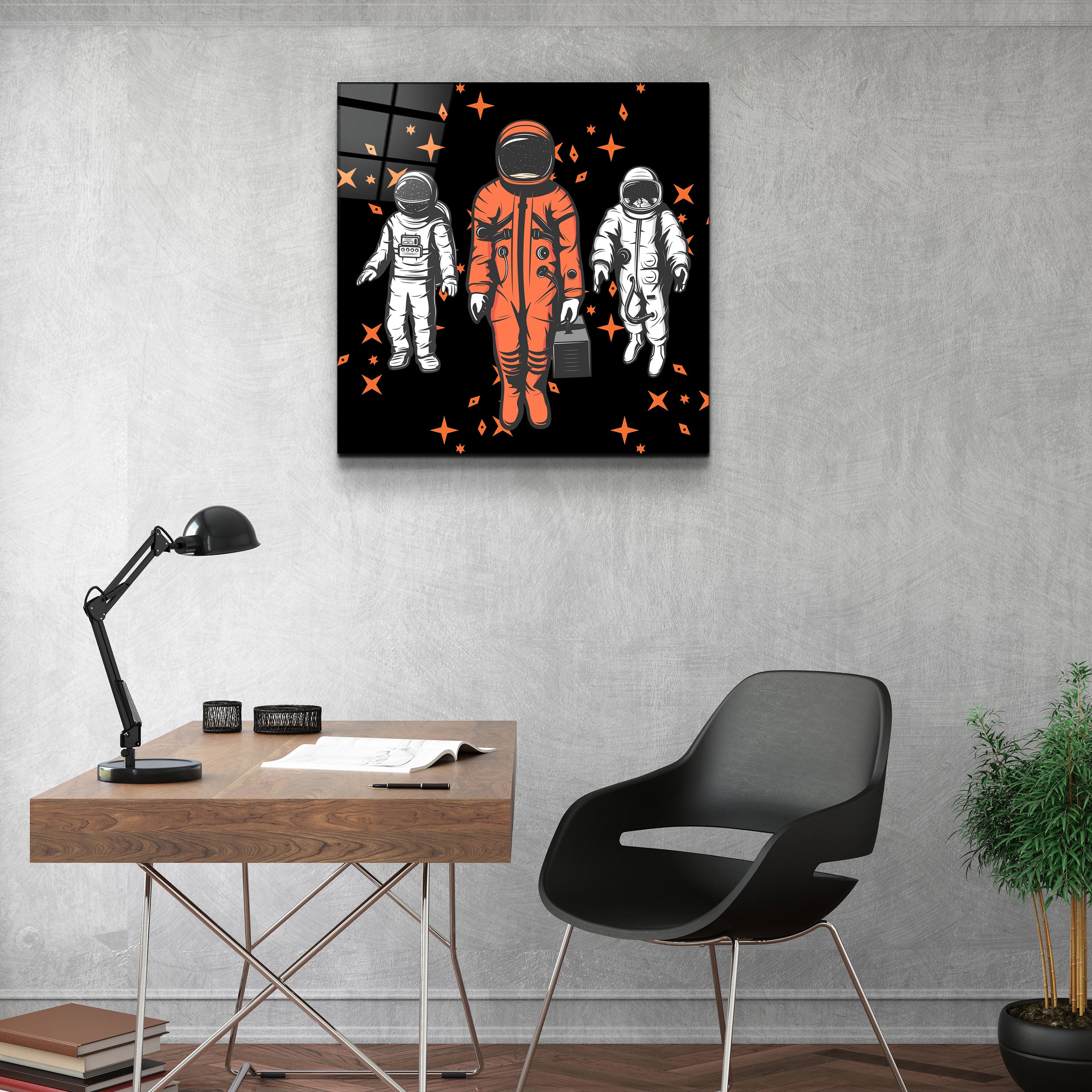 ・„Drei Astronauten“・<tc>Glasbild</tc>