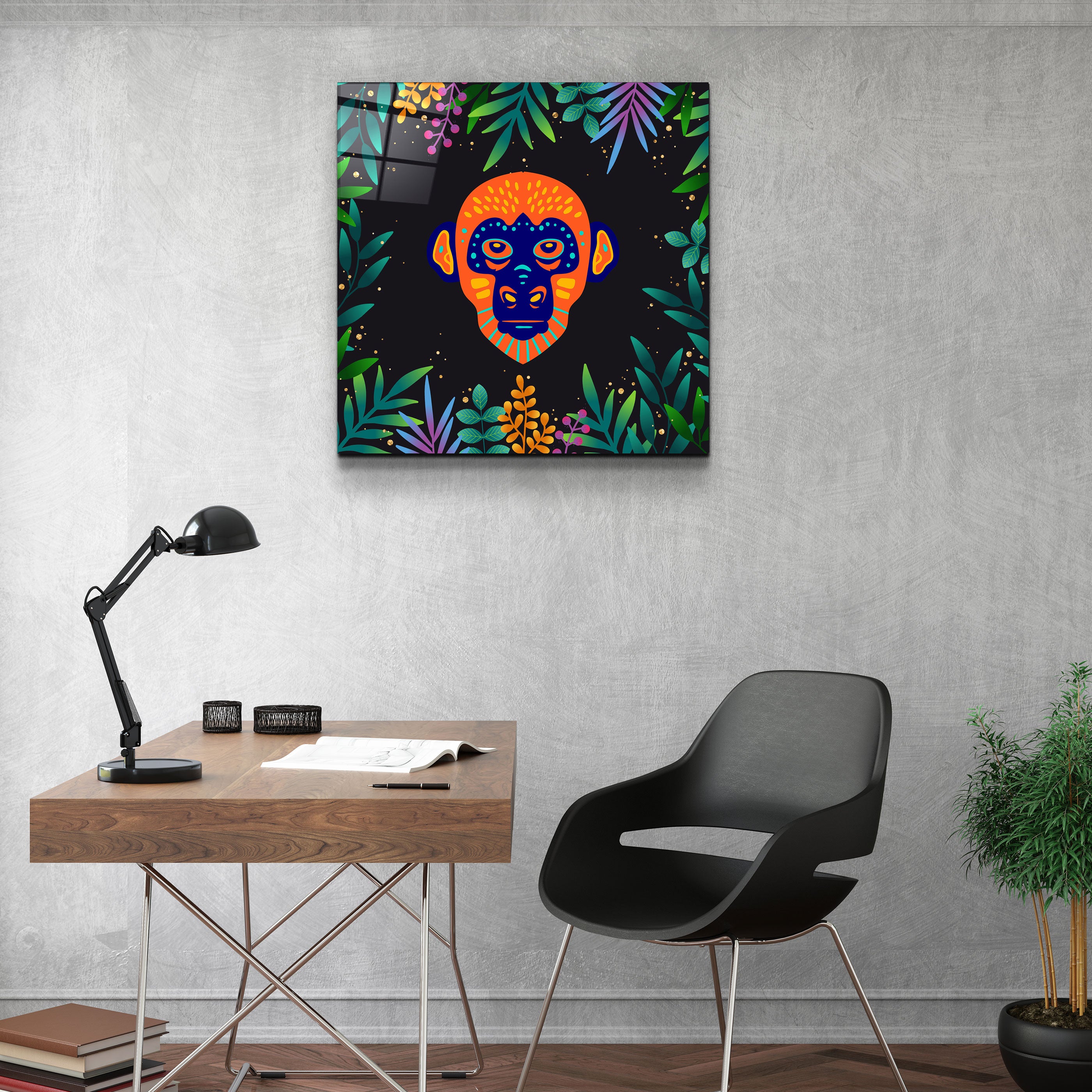 ・"Animal Republic-Monkey"・Designers Collection Glass Wall Art