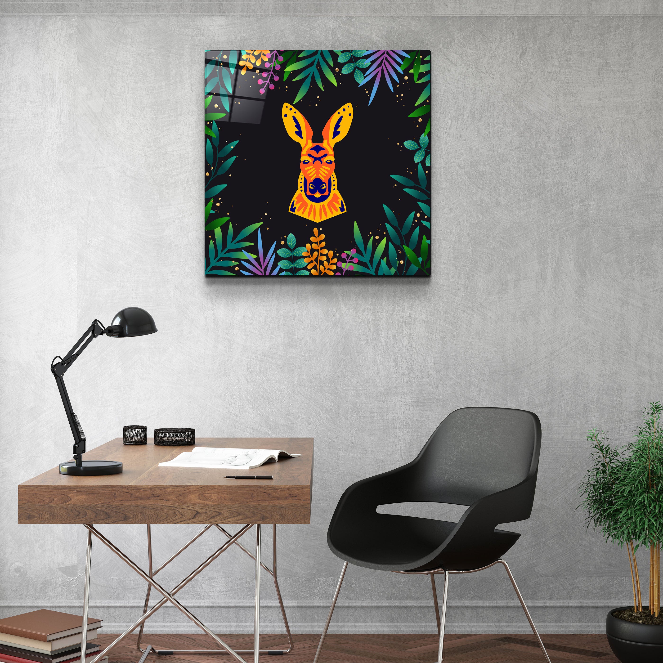 ・"Animal Republic-Kangaroo"・Designers Collection Glass Wall Art