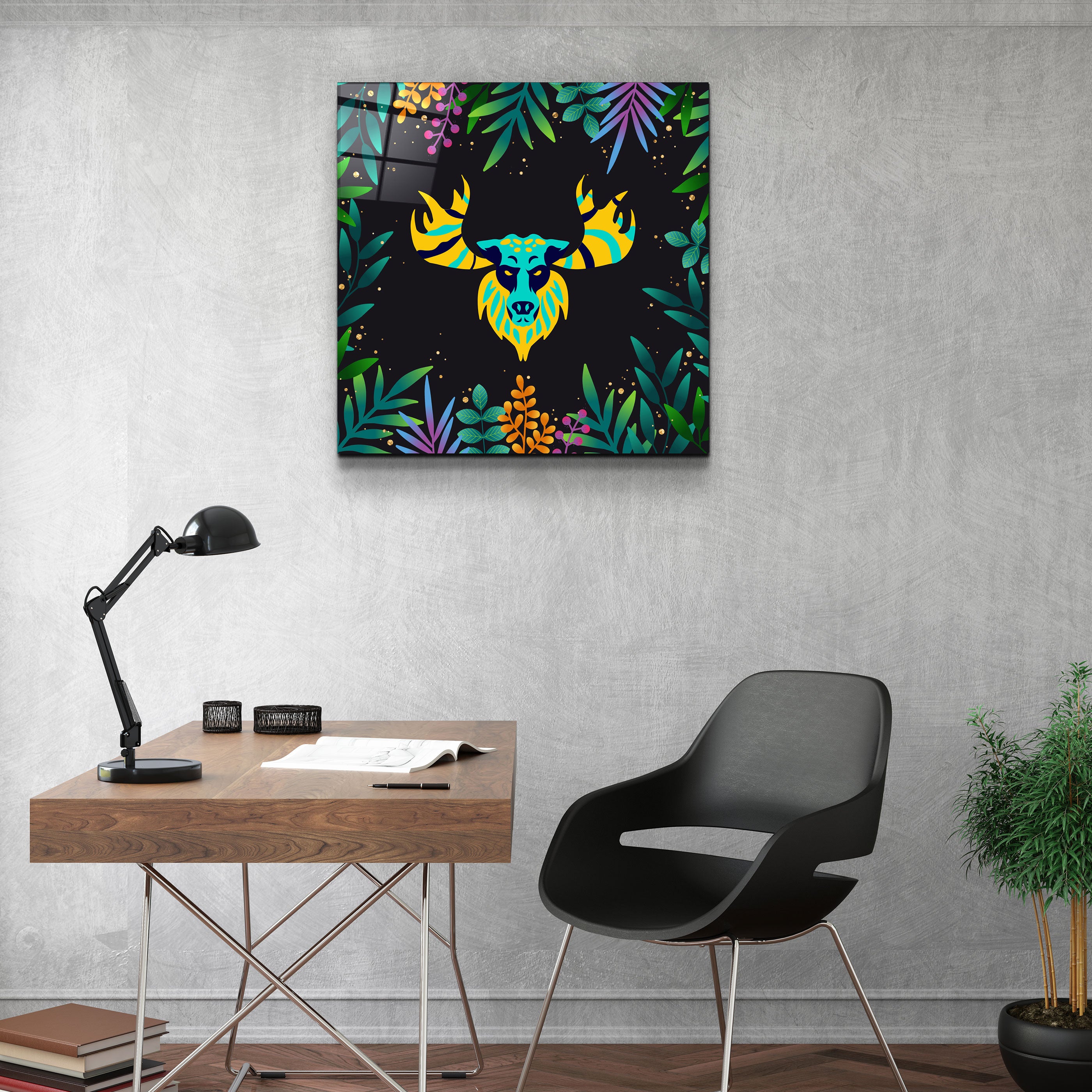 ・"Animal Republic-Cerf"・Art mural en verre de la collection Designers