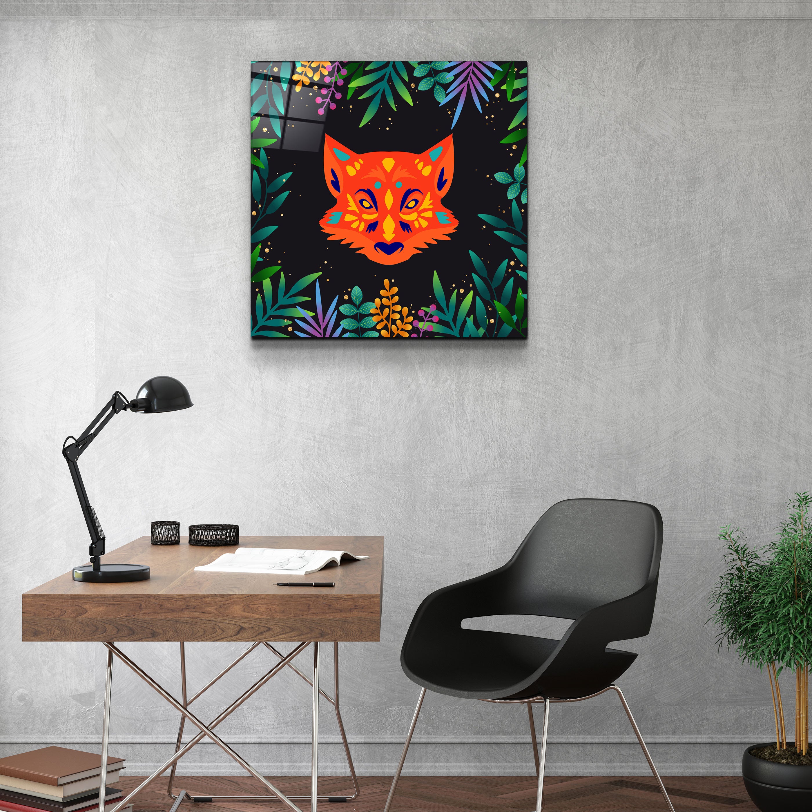 ・"Animal Republic-Fox"・Art mural en verre de la collection Designers