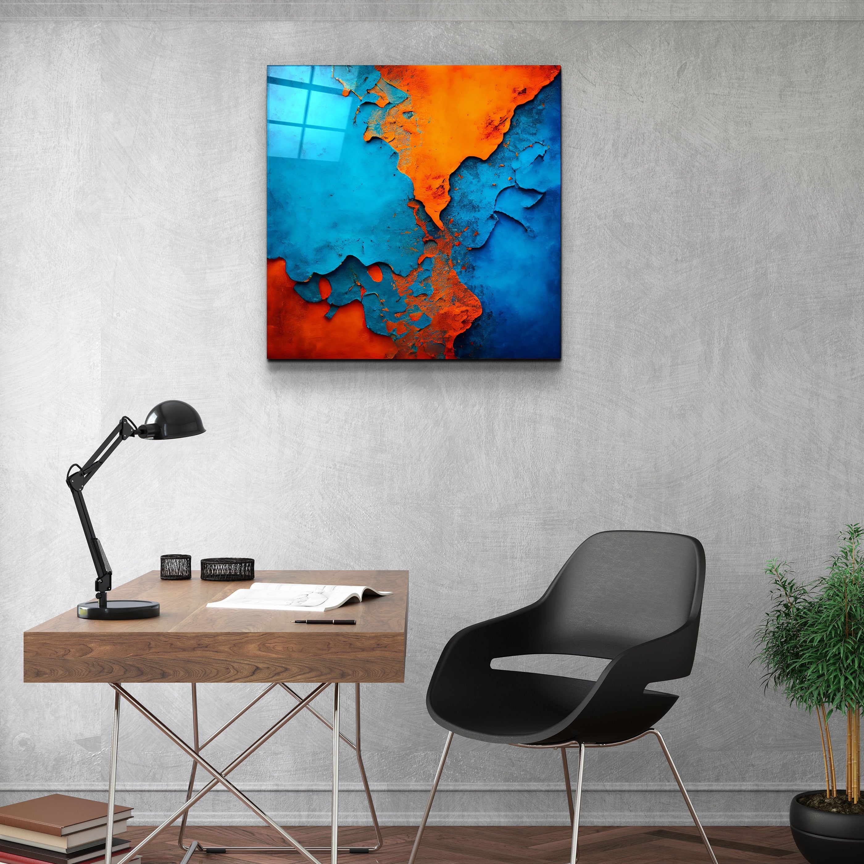 ."Cracked Wall". Designer's Collection Glass Wall Art