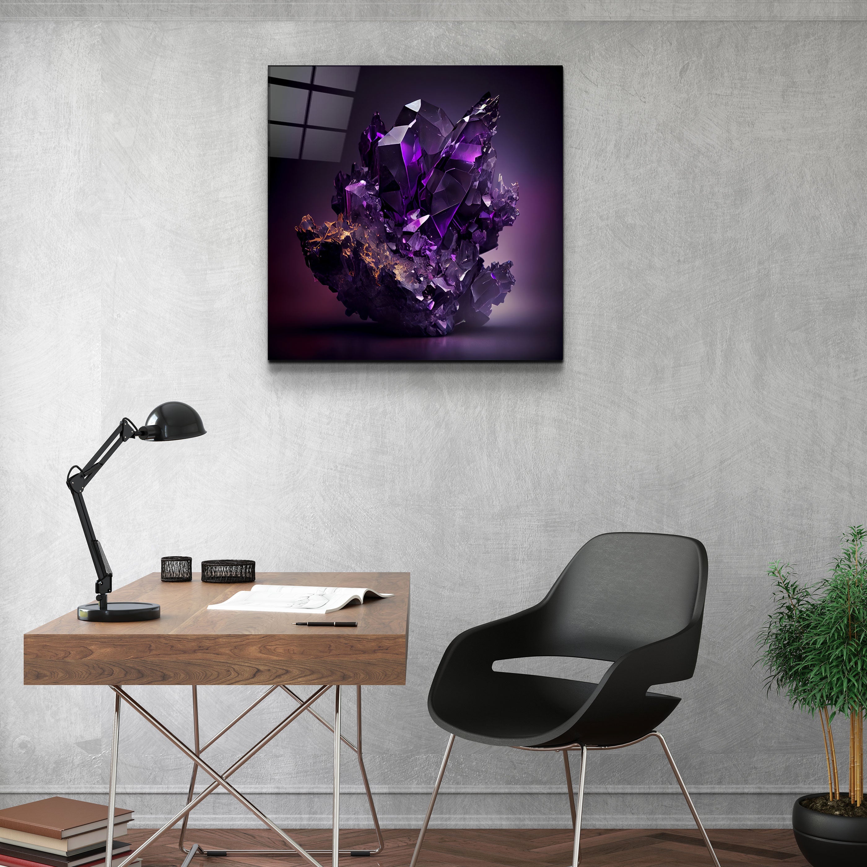 ."Amethyst - Purple". Designer's Collection Glass the Wood Art
