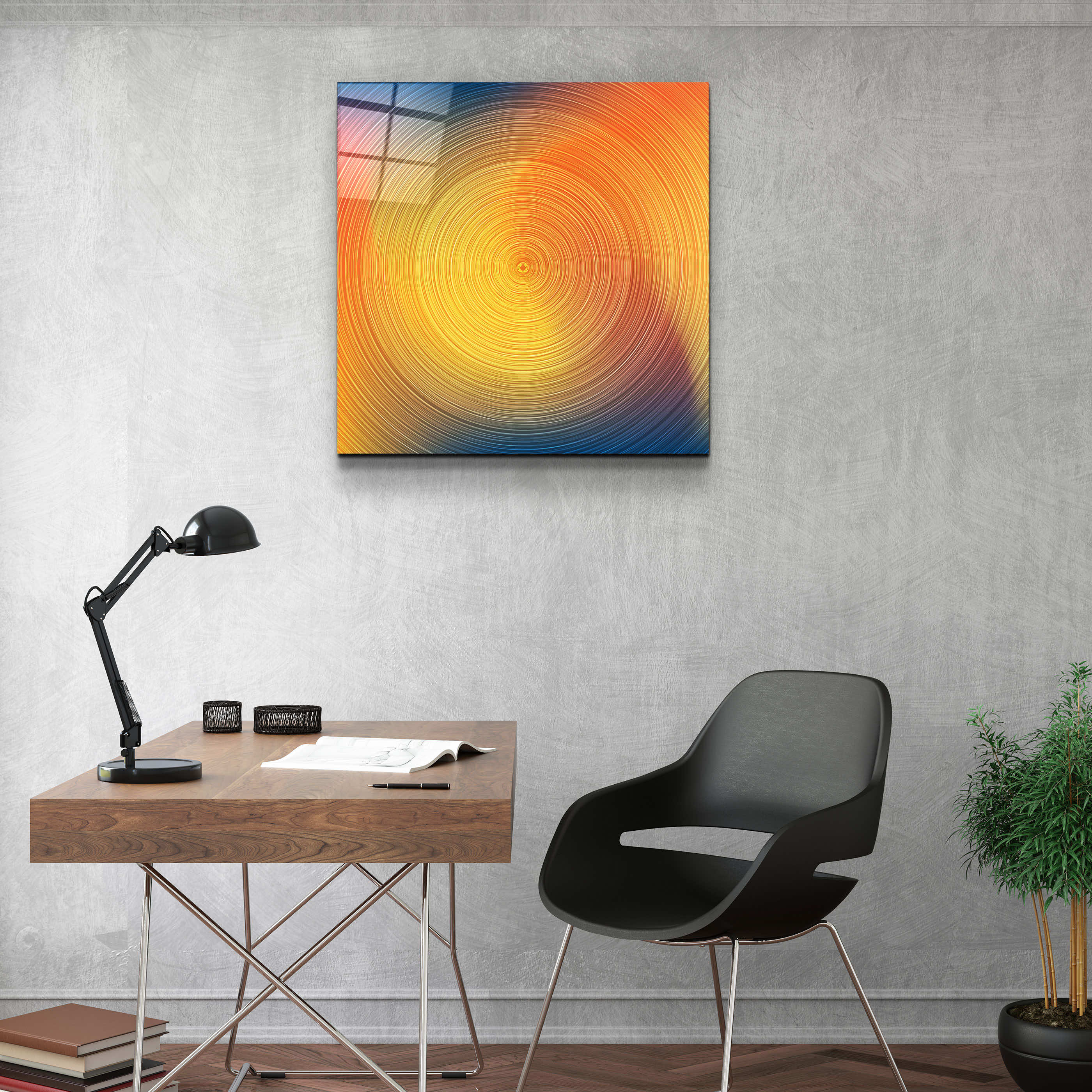 ."Yellow Hypnosis". Designer's Collection Glass Wall Art