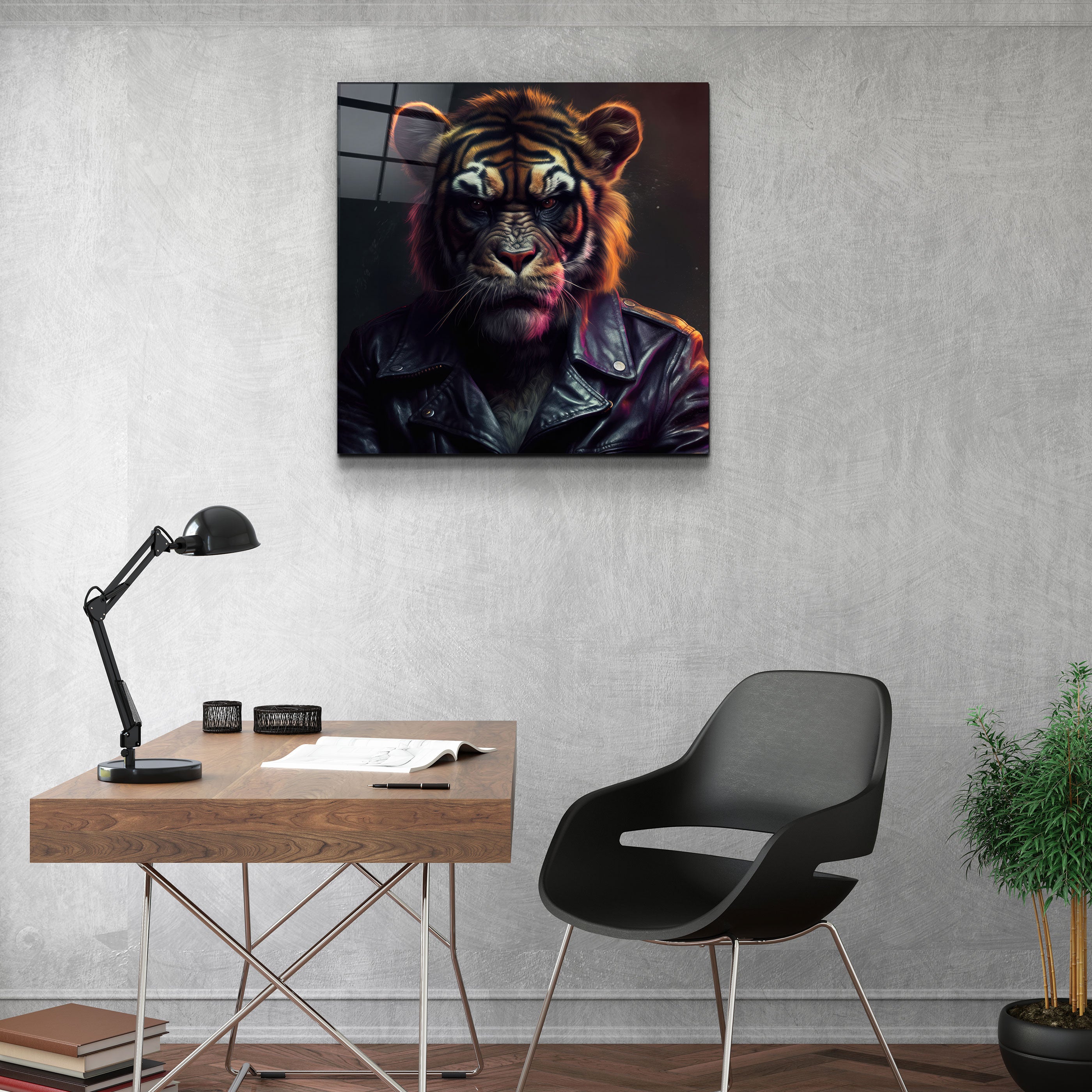 ."Tiger Monkey". Designers Collection Glass Wall Art