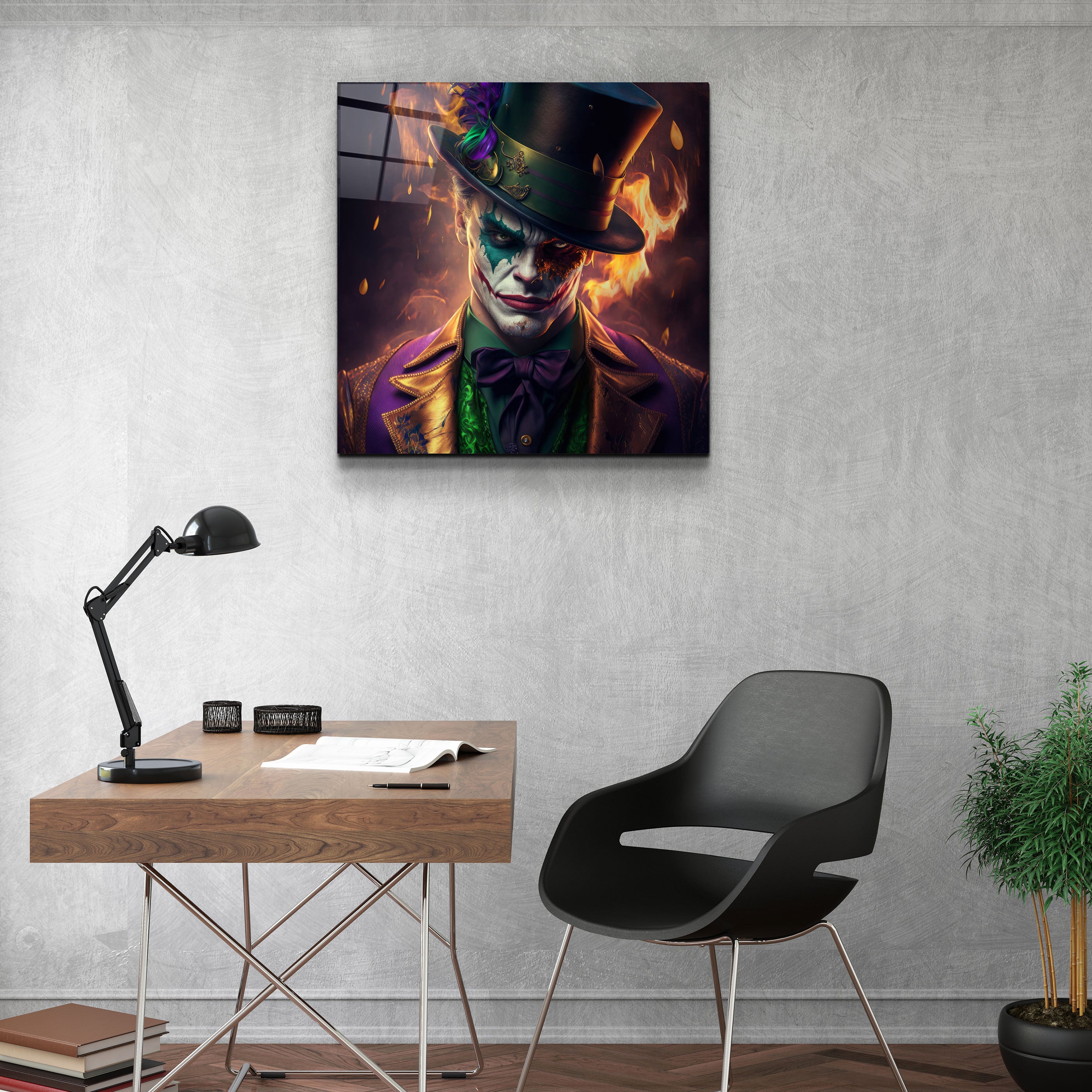 ."Joker of the Dark Side". Secret World Collection Glass Wall Art