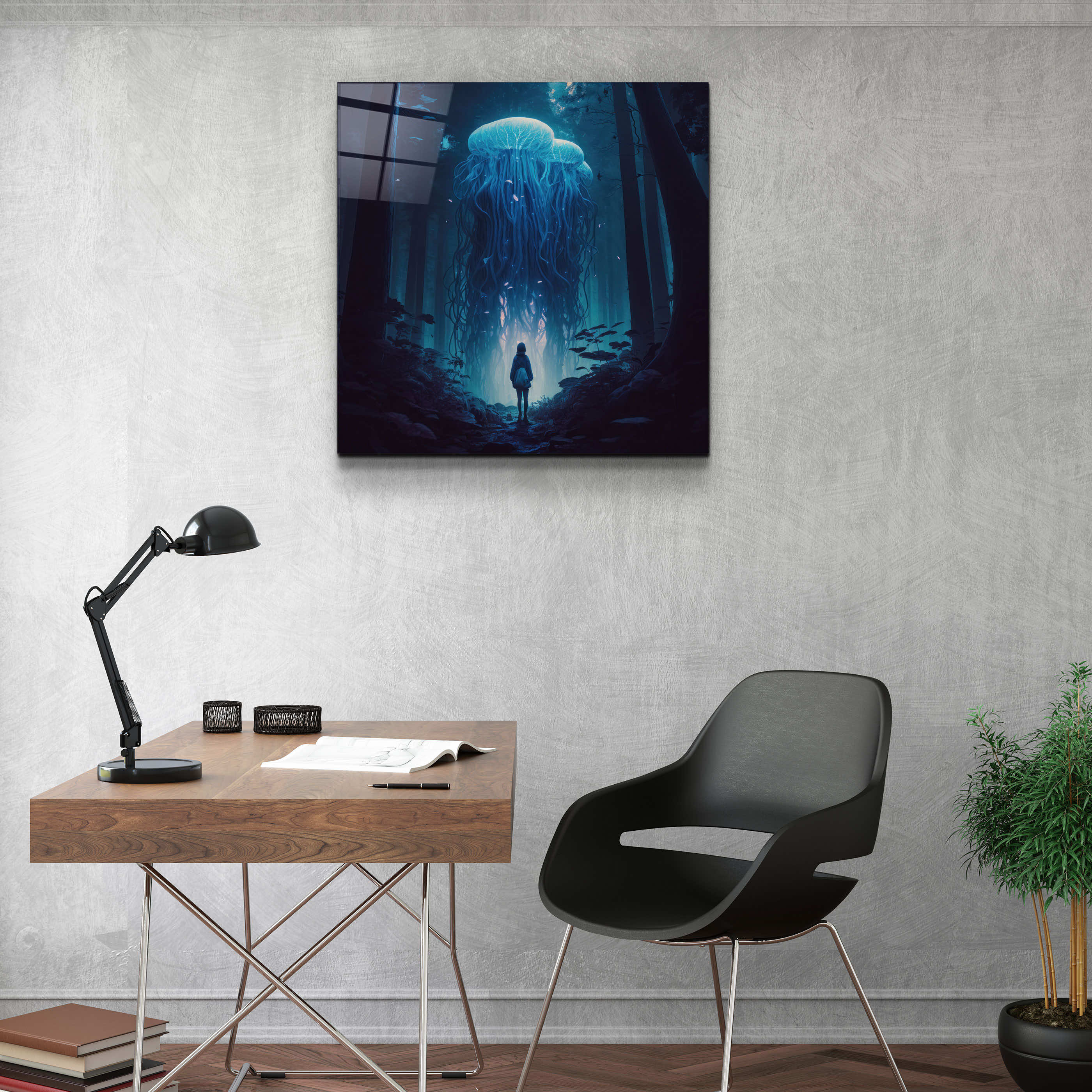 ."Alone in the Secret Forest V1". Glass Wall Art