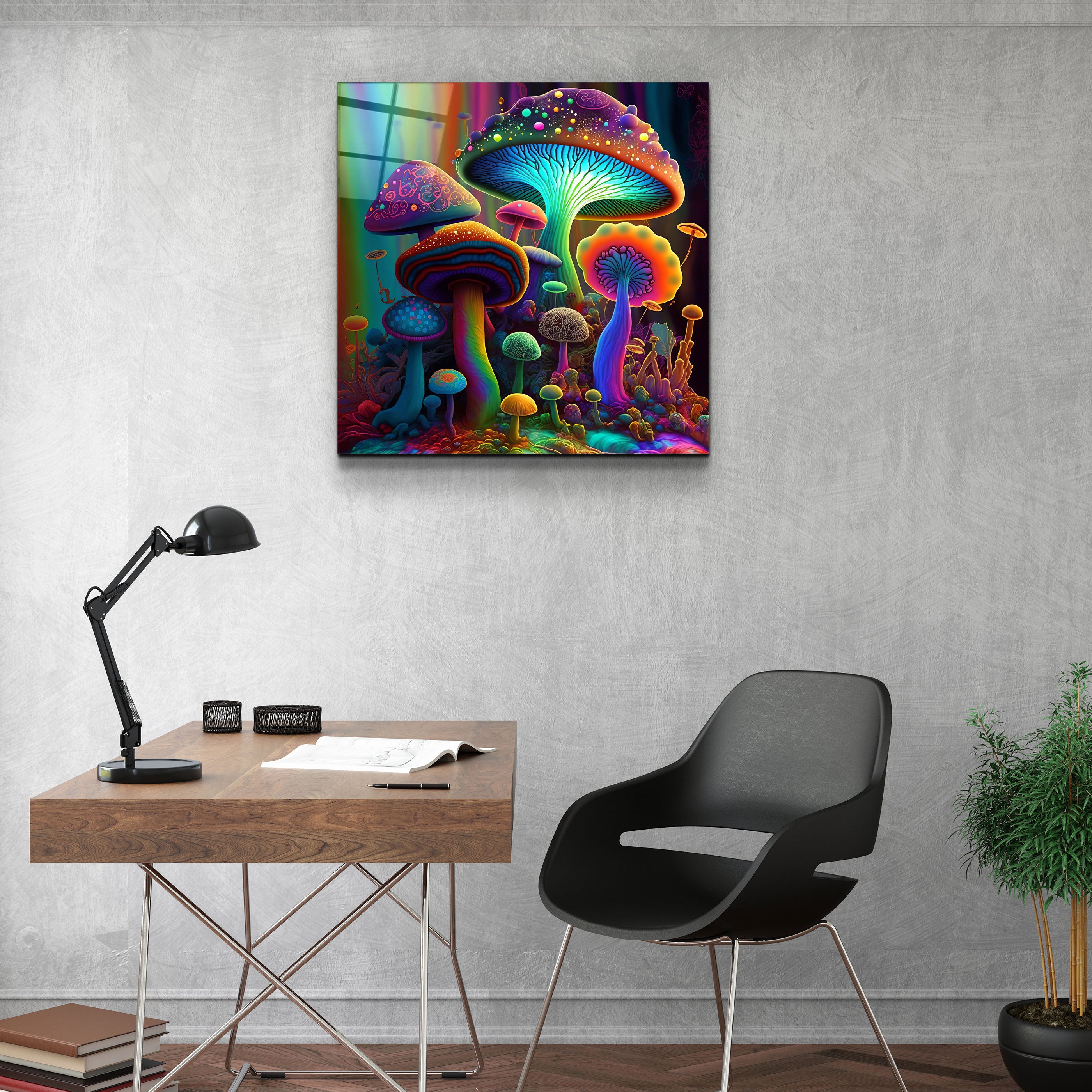 ."Neon Fungies V2". Designer's Collection Glass Wall Art
