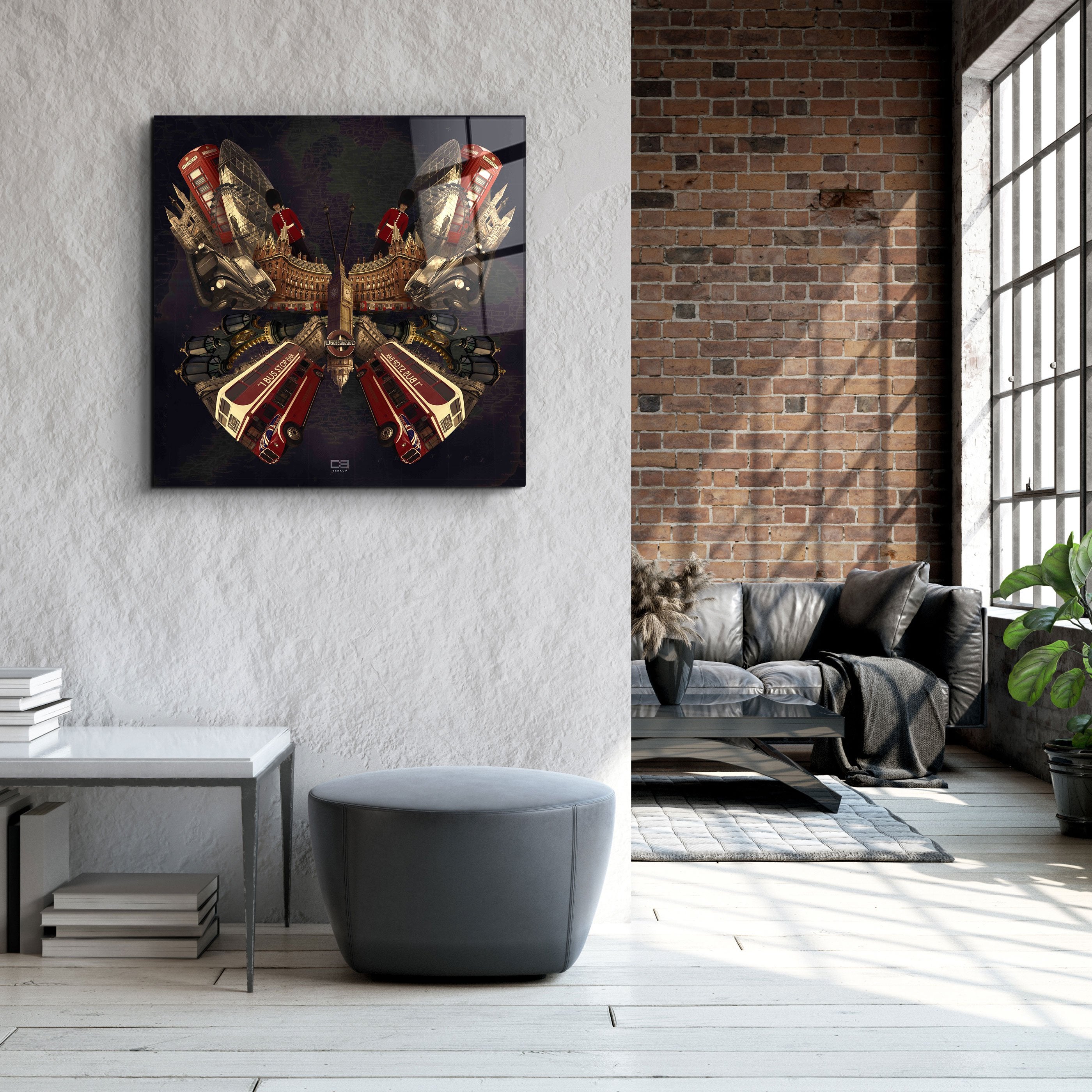 ・"Butterfly London"・Designers Collection Glass Wall Art