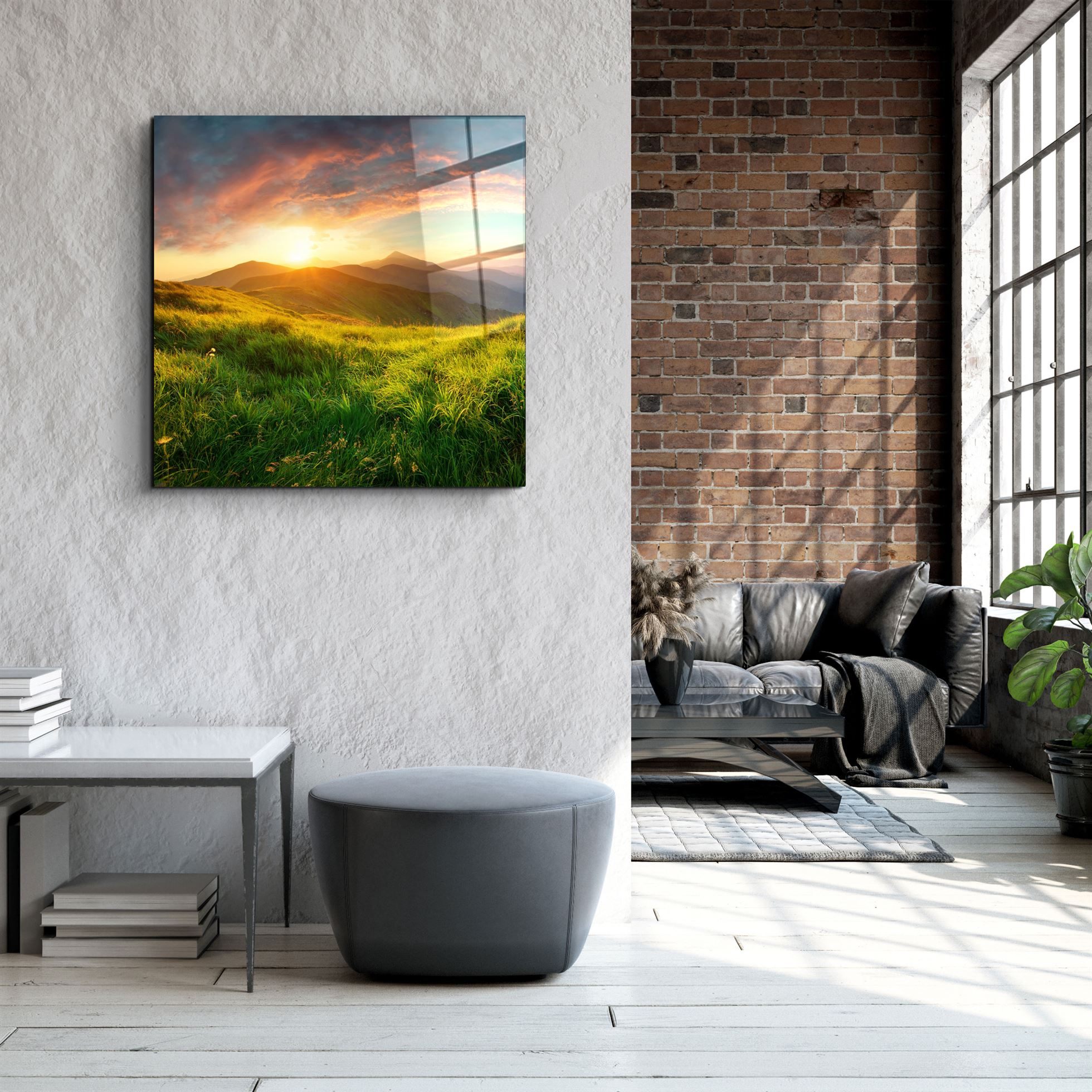 ・"Sunset Mountain"・Art mural en verre